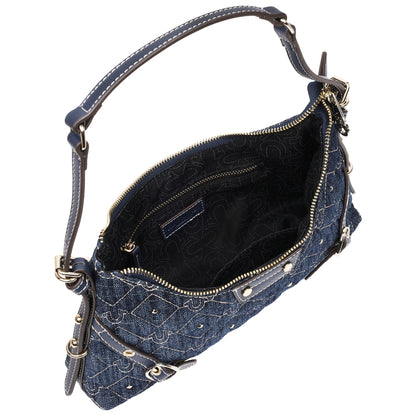 True Religion Studded Denim Chain Shoulder Bag