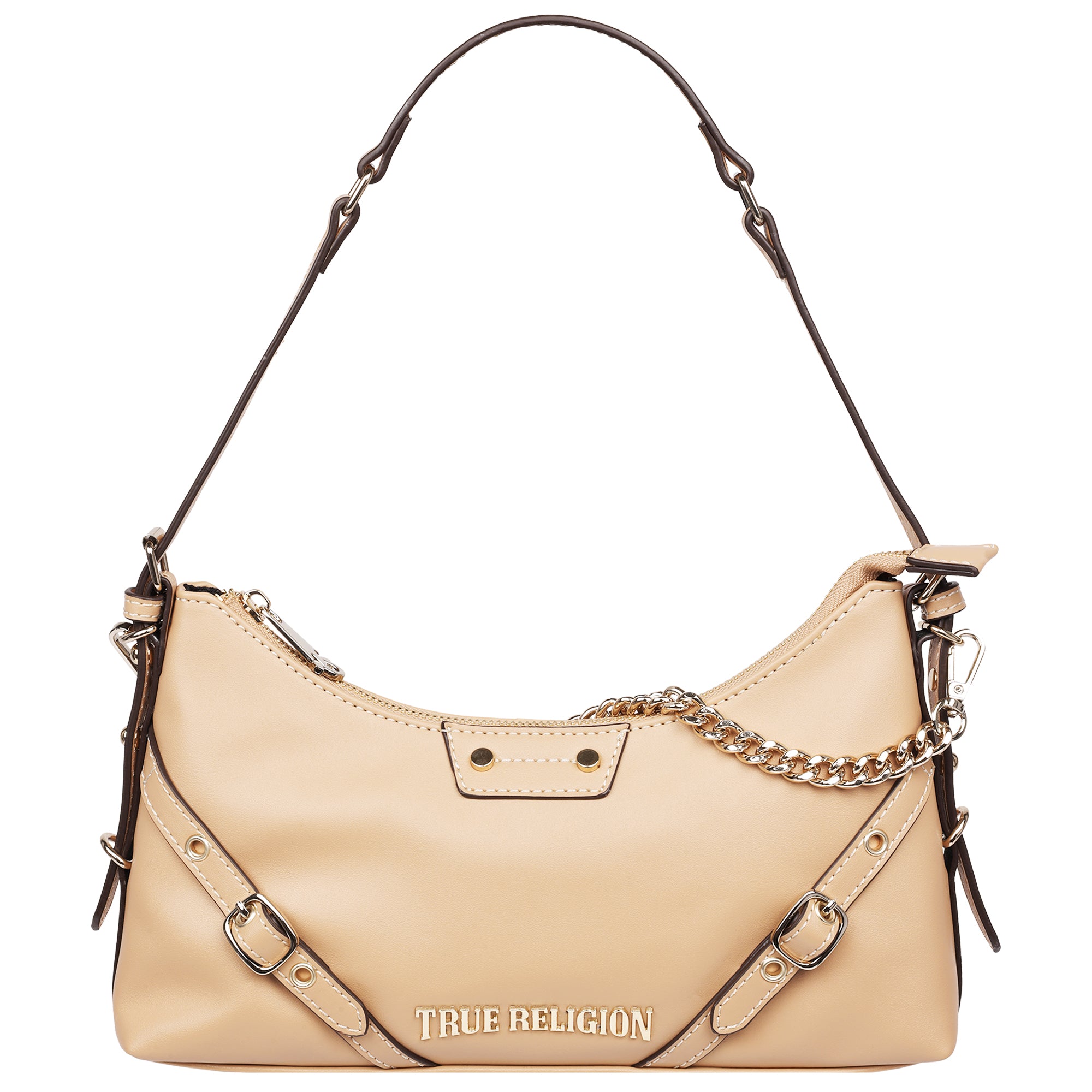 True Religion Smooth PU Belted Shoulder Bag