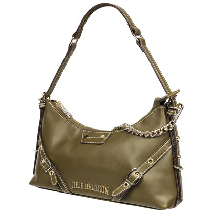 True Religion Smooth PU Belted Shoulder Bag