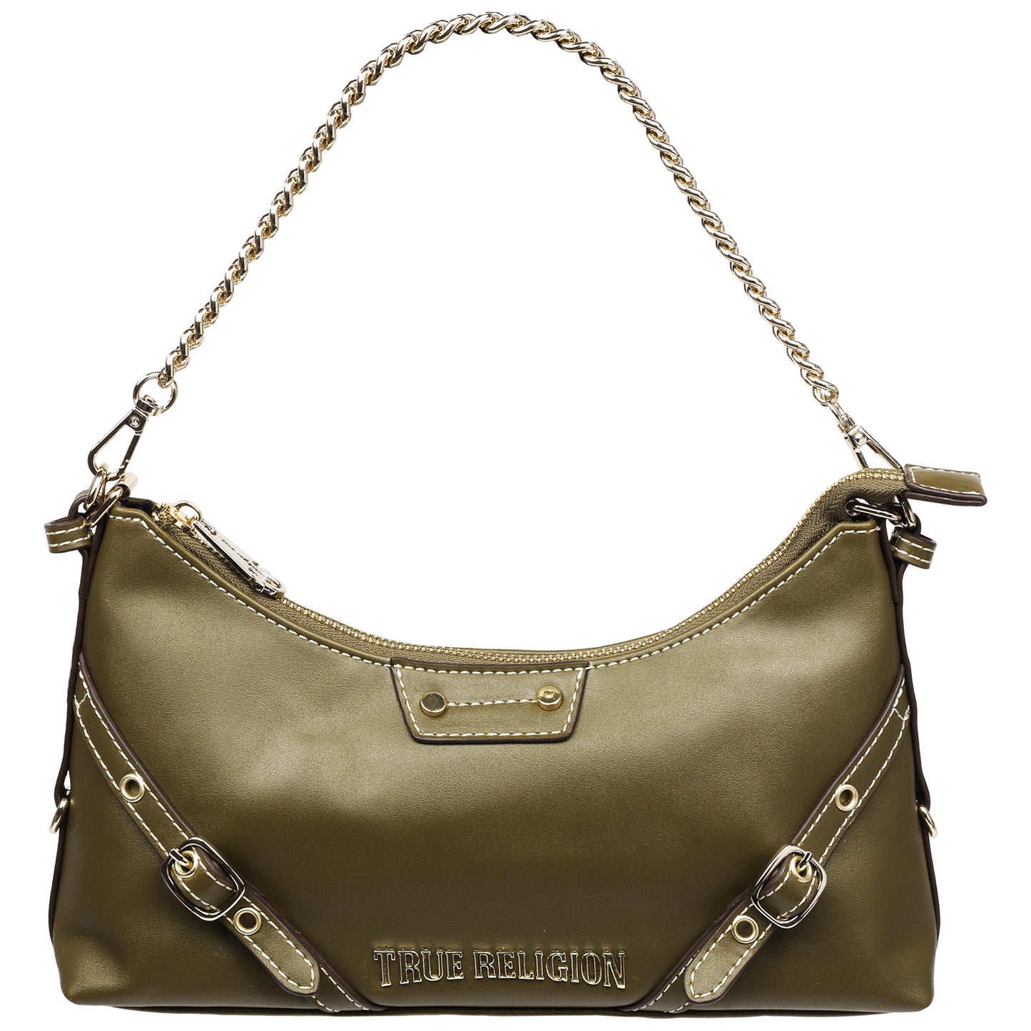 True Religion Smooth PU Belted Shoulder Bag