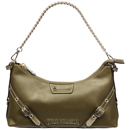 True Religion Smooth PU Belted Shoulder Bag