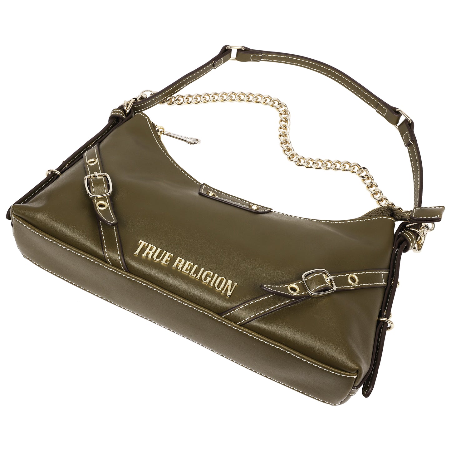 True Religion Smooth PU Belted Shoulder Bag