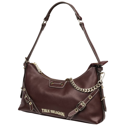 True Religion Smooth PU Belted Shoulder Bag