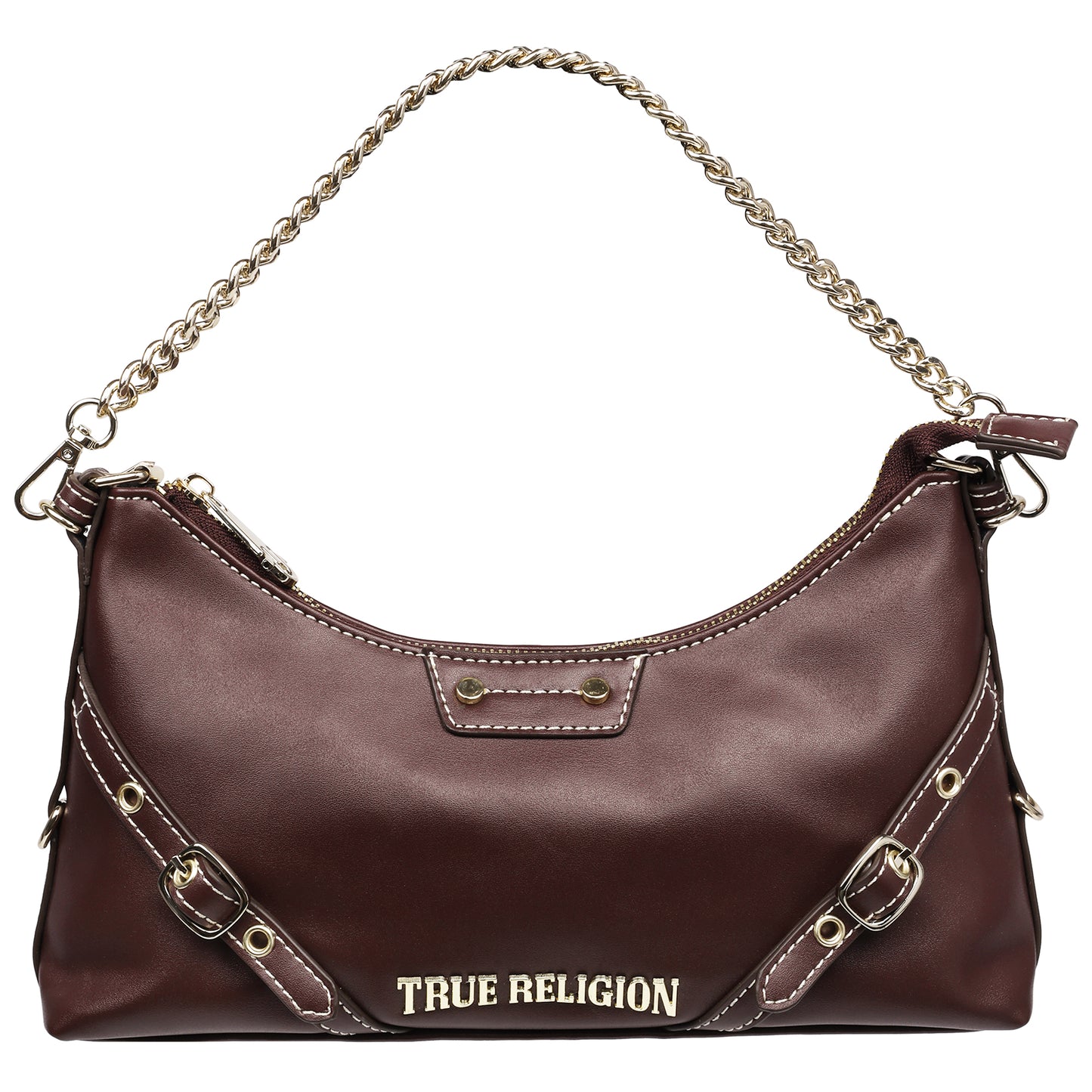 True Religion Smooth PU Belted Shoulder Bag