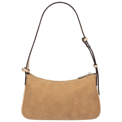 True Religion Logo Plaque Suede Shoulder Bag