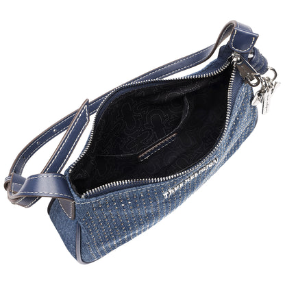 SPARKLE DENIM ZIP TOP BAG