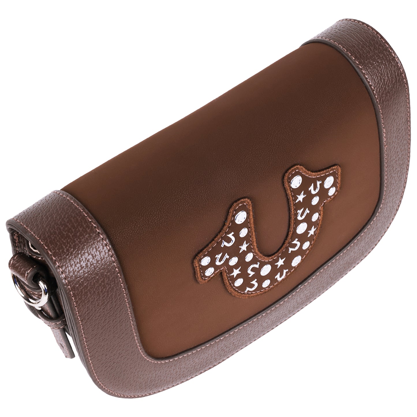 True Religion Studded Horseshoe Suede Flap Crossbody