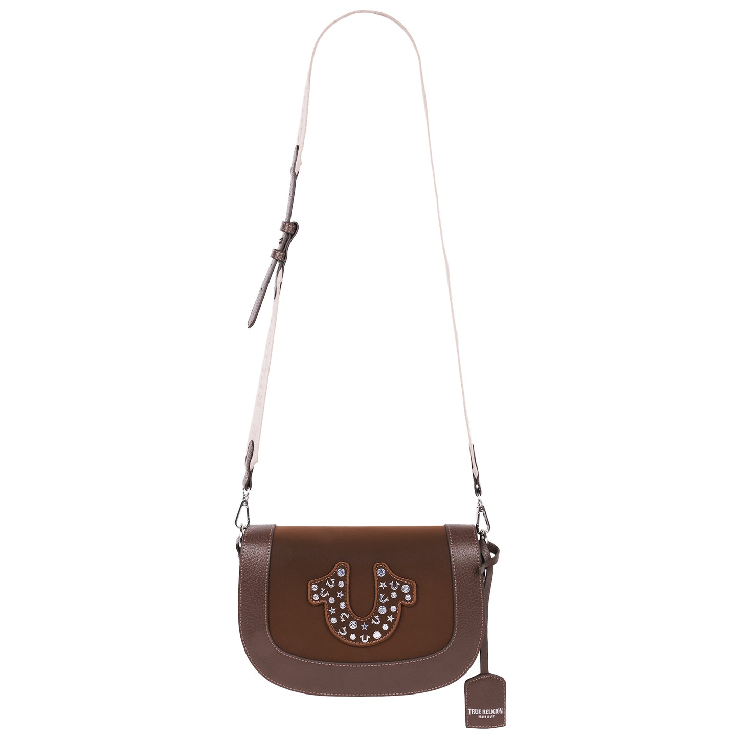 True Religion Studded Horseshoe Suede Flap Crossbody