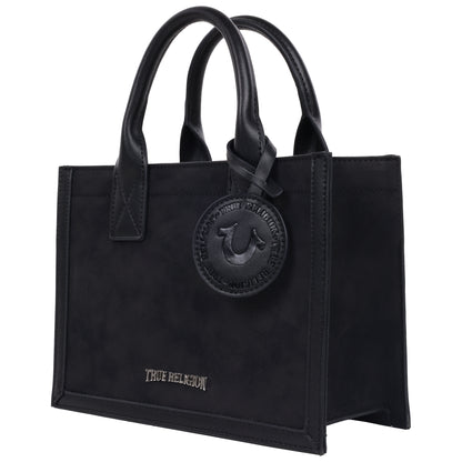 True Religion Suede PU Box Tote with Logo Tag