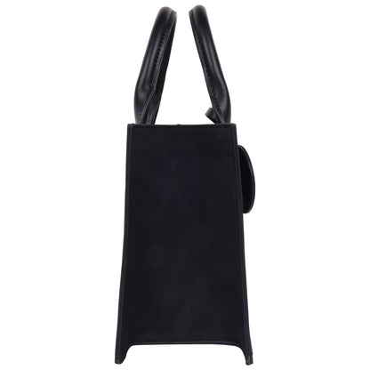 True Religion Suede PU Box Tote with Logo Tag