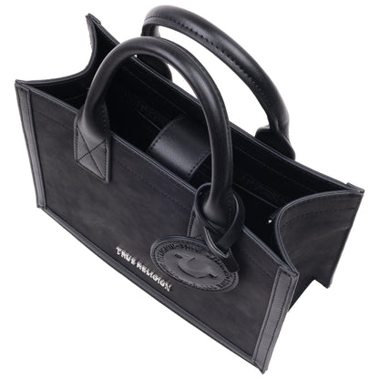 True Religion Suede PU Box Tote with Logo Tag