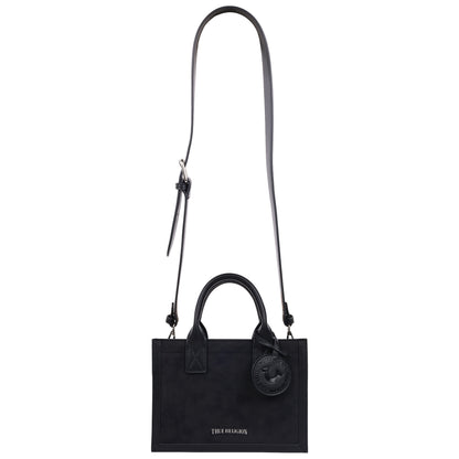 True Religion Suede PU Box Tote with Logo Tag