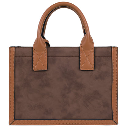 True Religion Suede PU Box Tote with Logo Tag