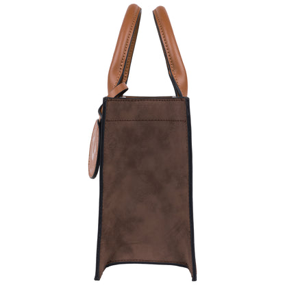 True Religion Suede PU Box Tote with Logo Tag