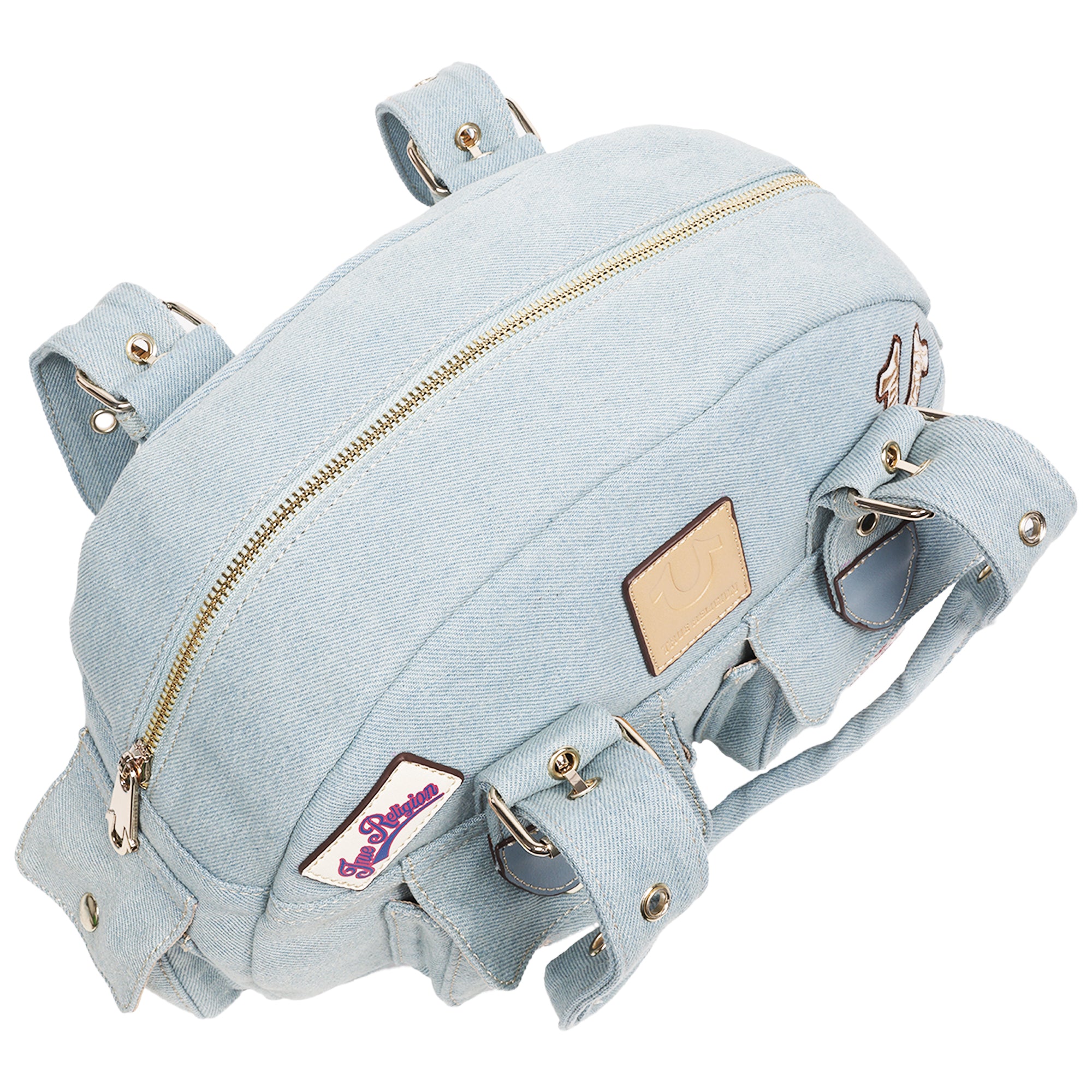 True Religion Multi-Patch Denim Satchel