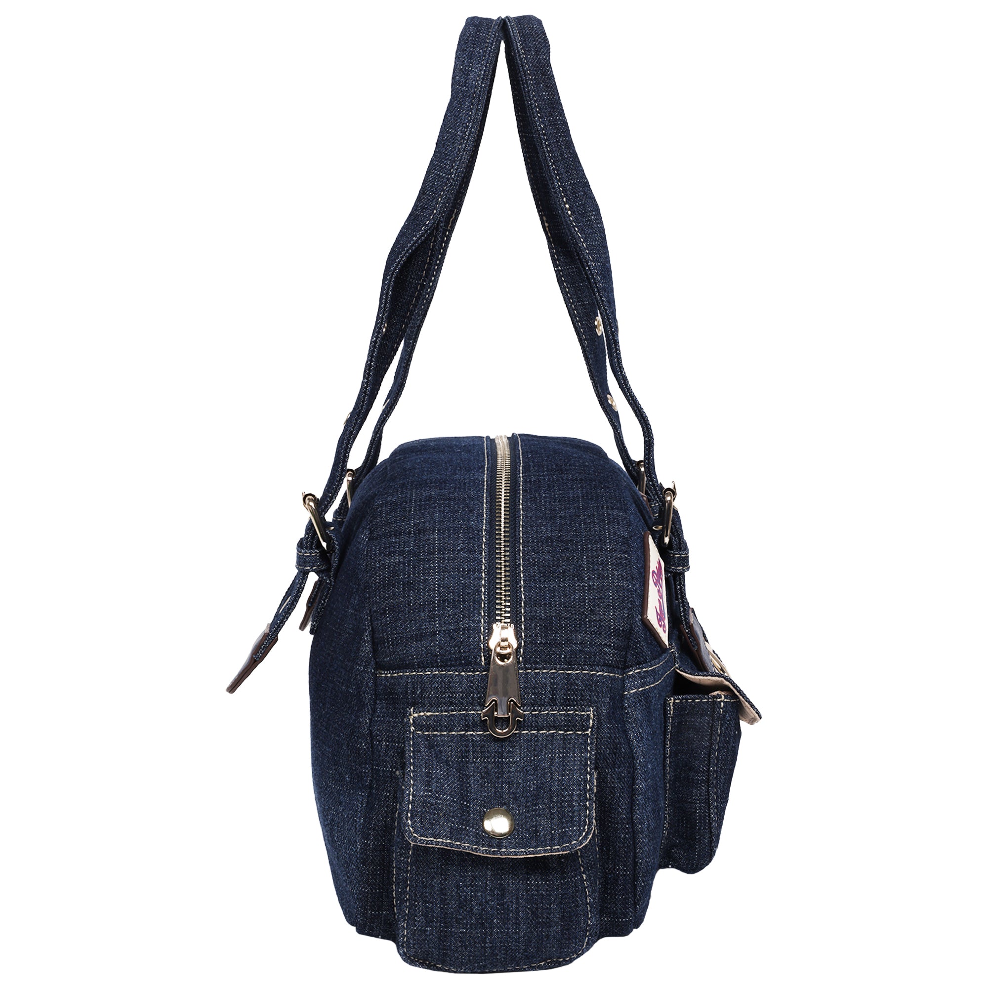 True Religion Multi-Patch Denim Satchel