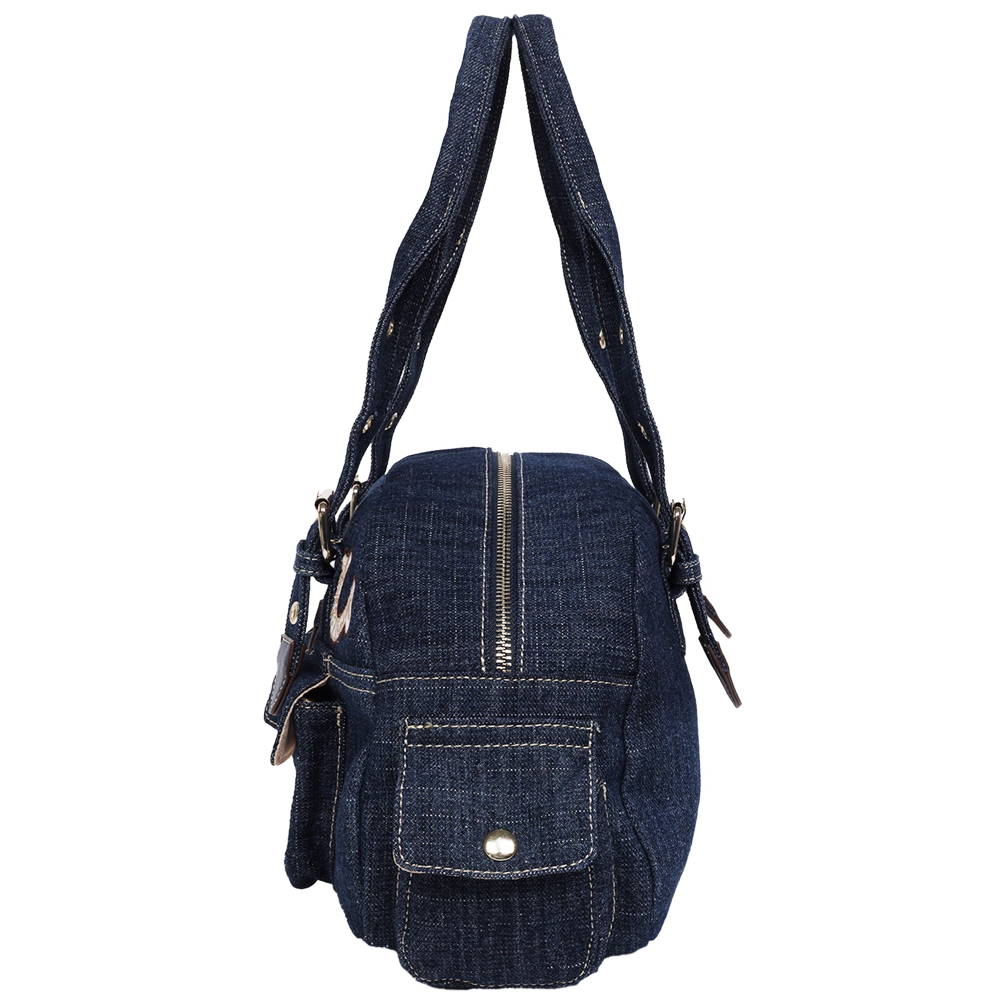 True Religion Multi-Patch Denim Satchel