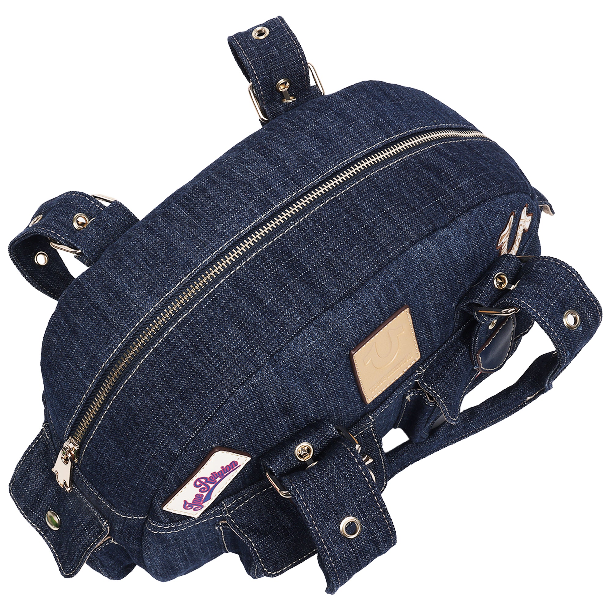 True Religion Multi-Patch Denim Satchel