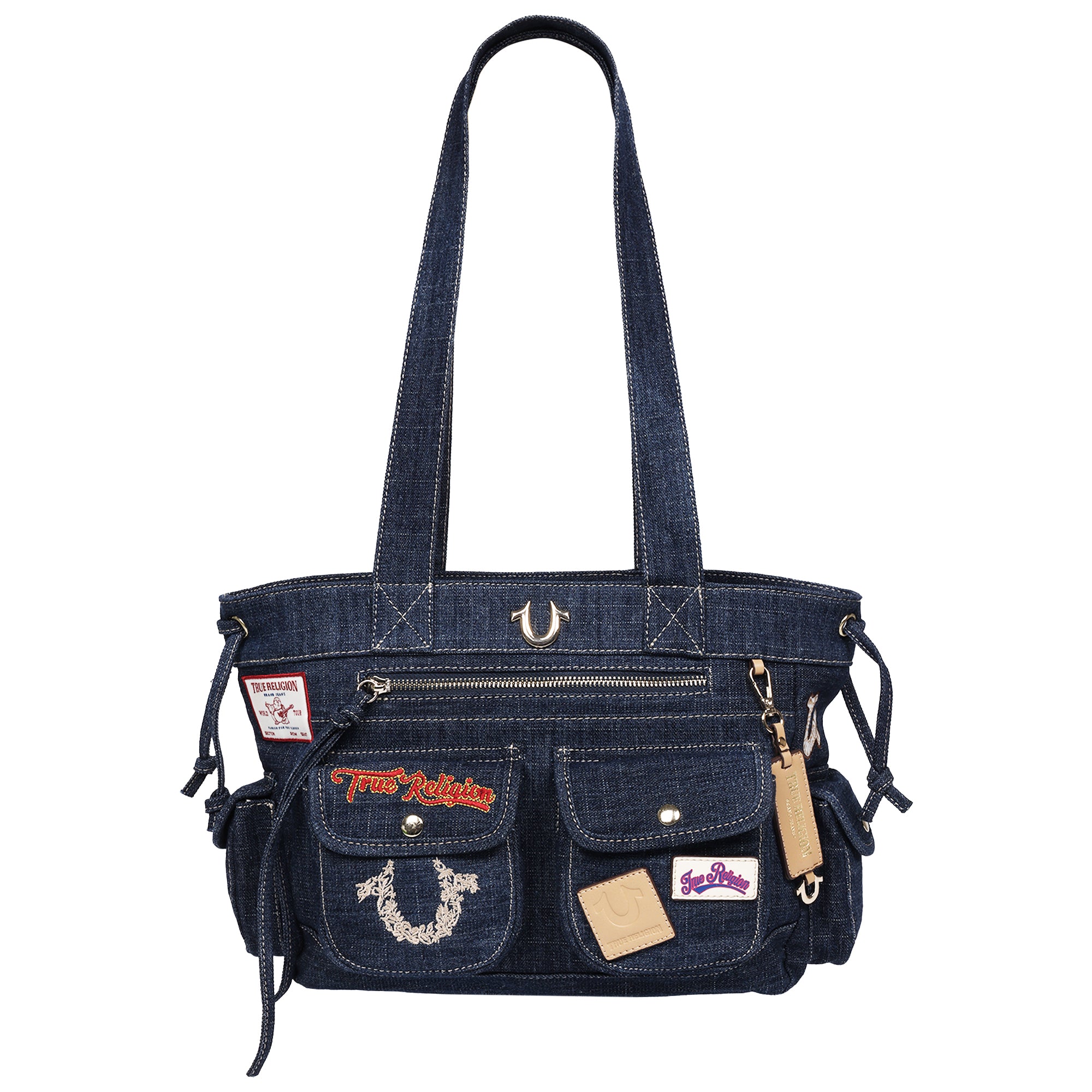 True Religion Multi-Patch Denim Tote