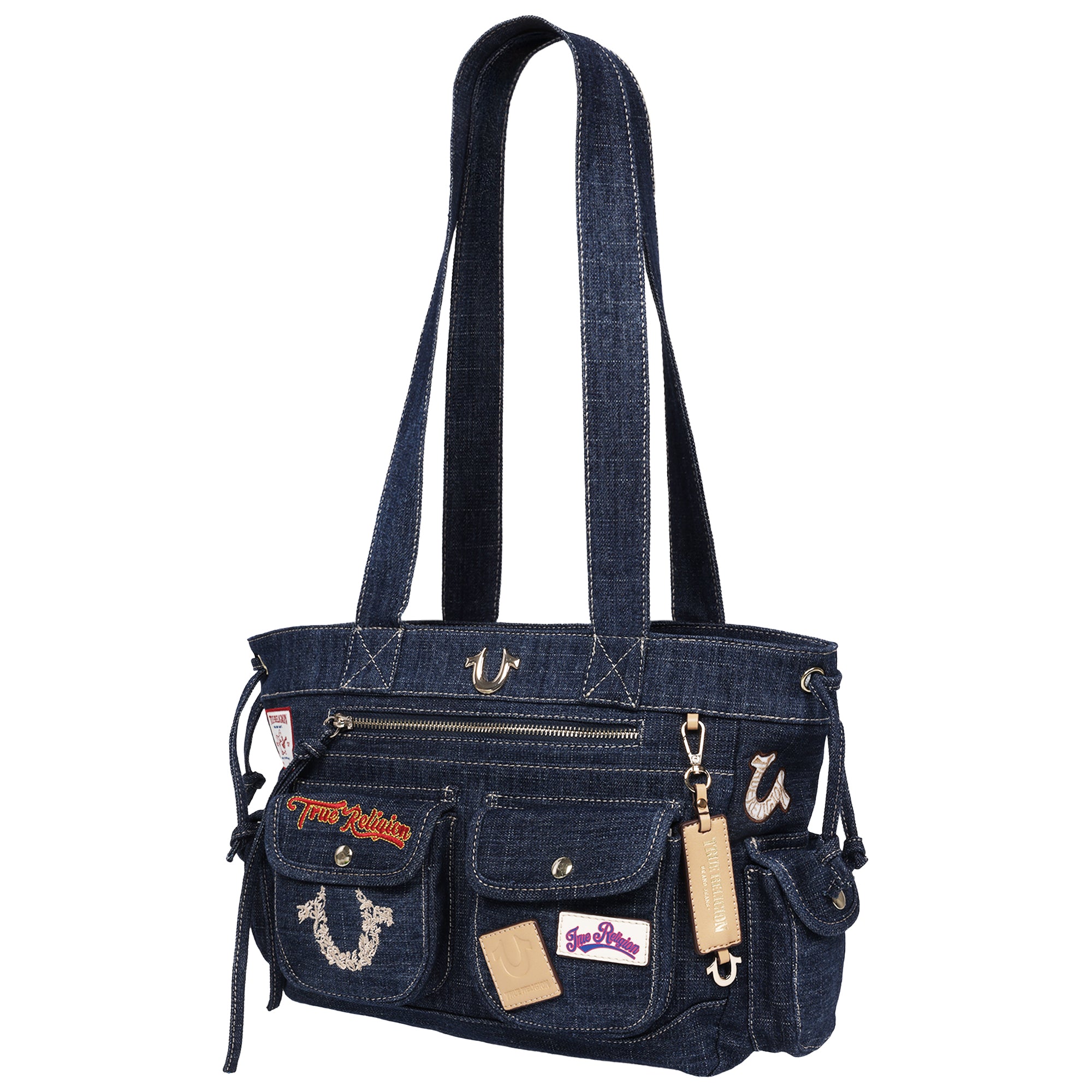 True Religion Multi-Patch Denim Tote