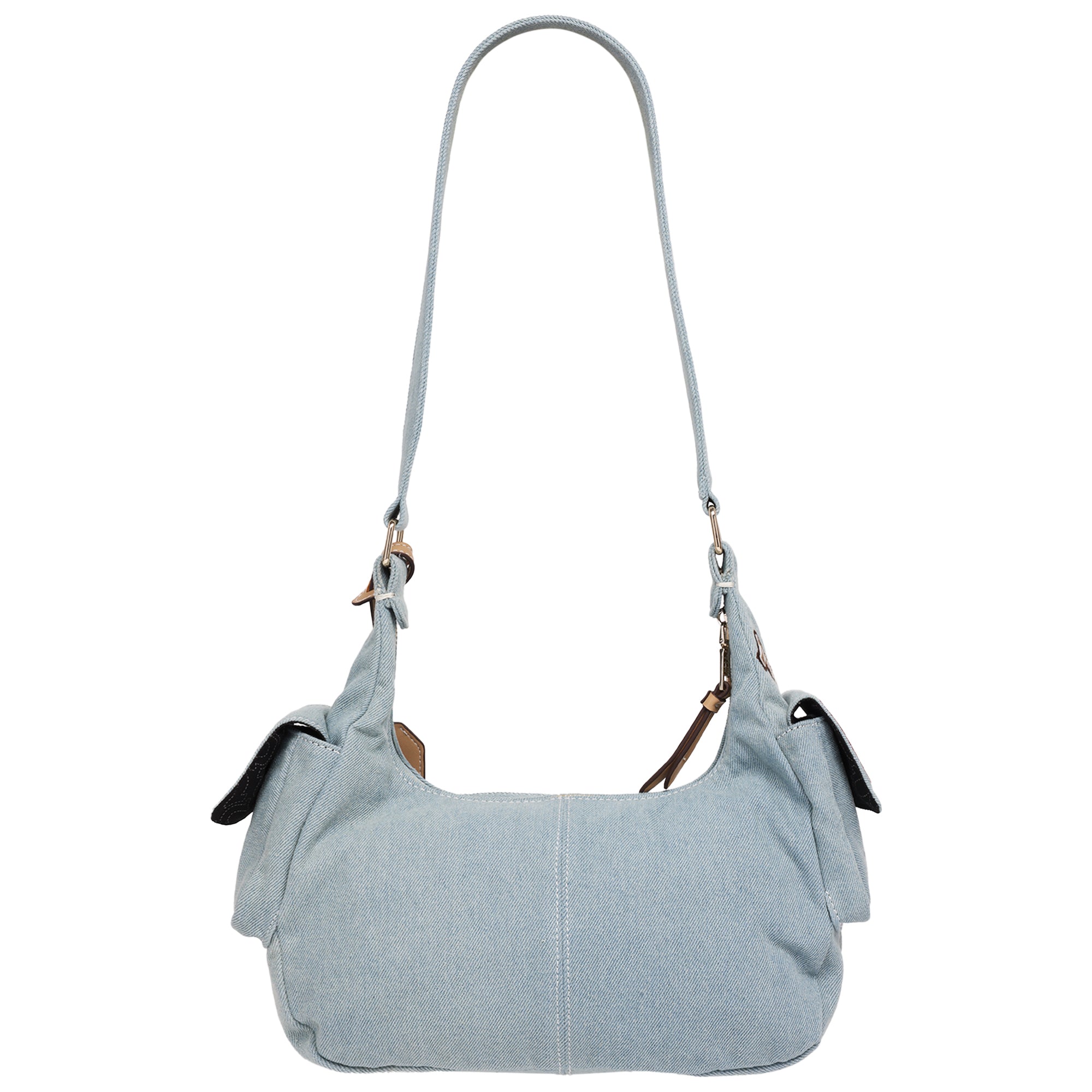 True Religion Multi-Patch Denim Hobo Shoulder Bag