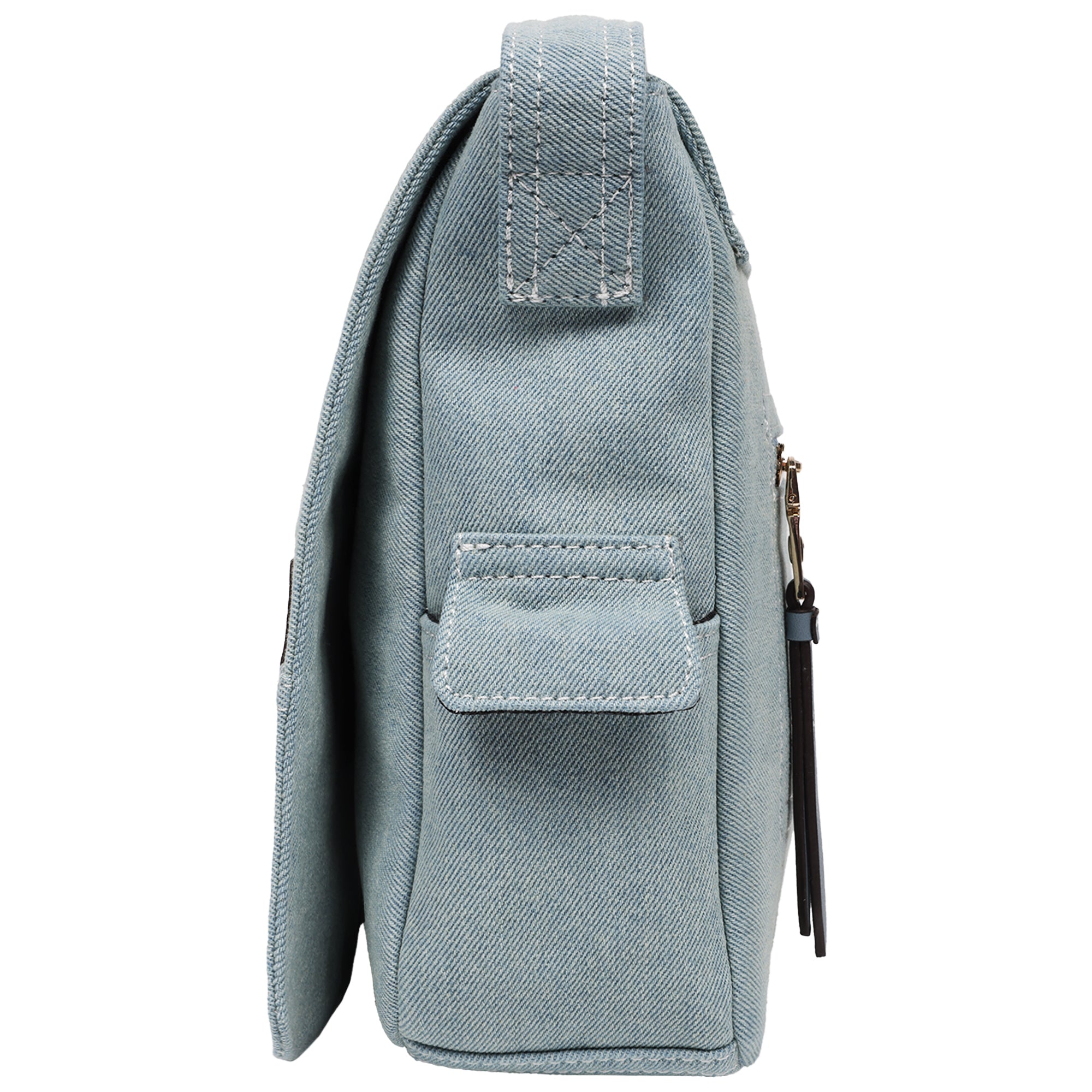 True Religion Multi Patch Denim Messenger Bag