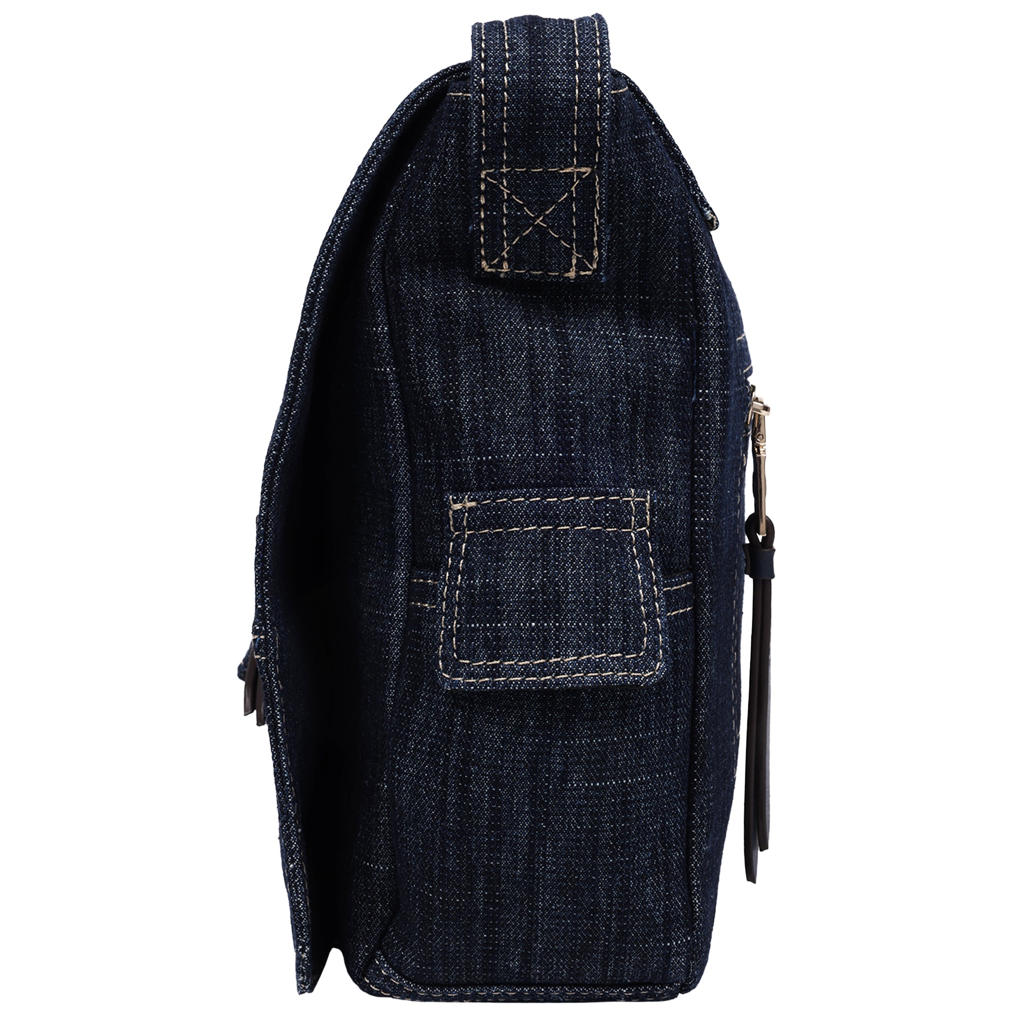 True Religion Multi Patch Denim Messenger Bag