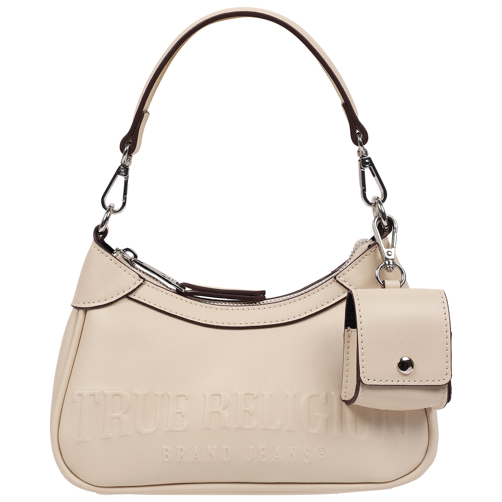 True Religion Trapunto Logo Zip-Top Hobo