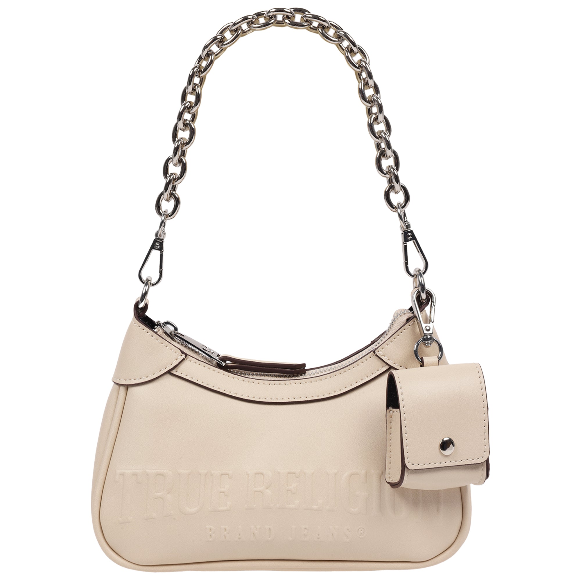 True Religion Trapunto Logo Zip-Top Hobo