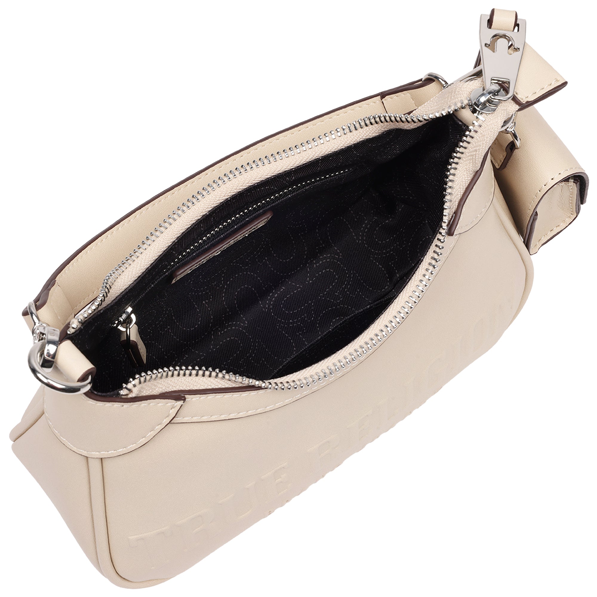True Religion Trapunto Logo Zip-Top Hobo
