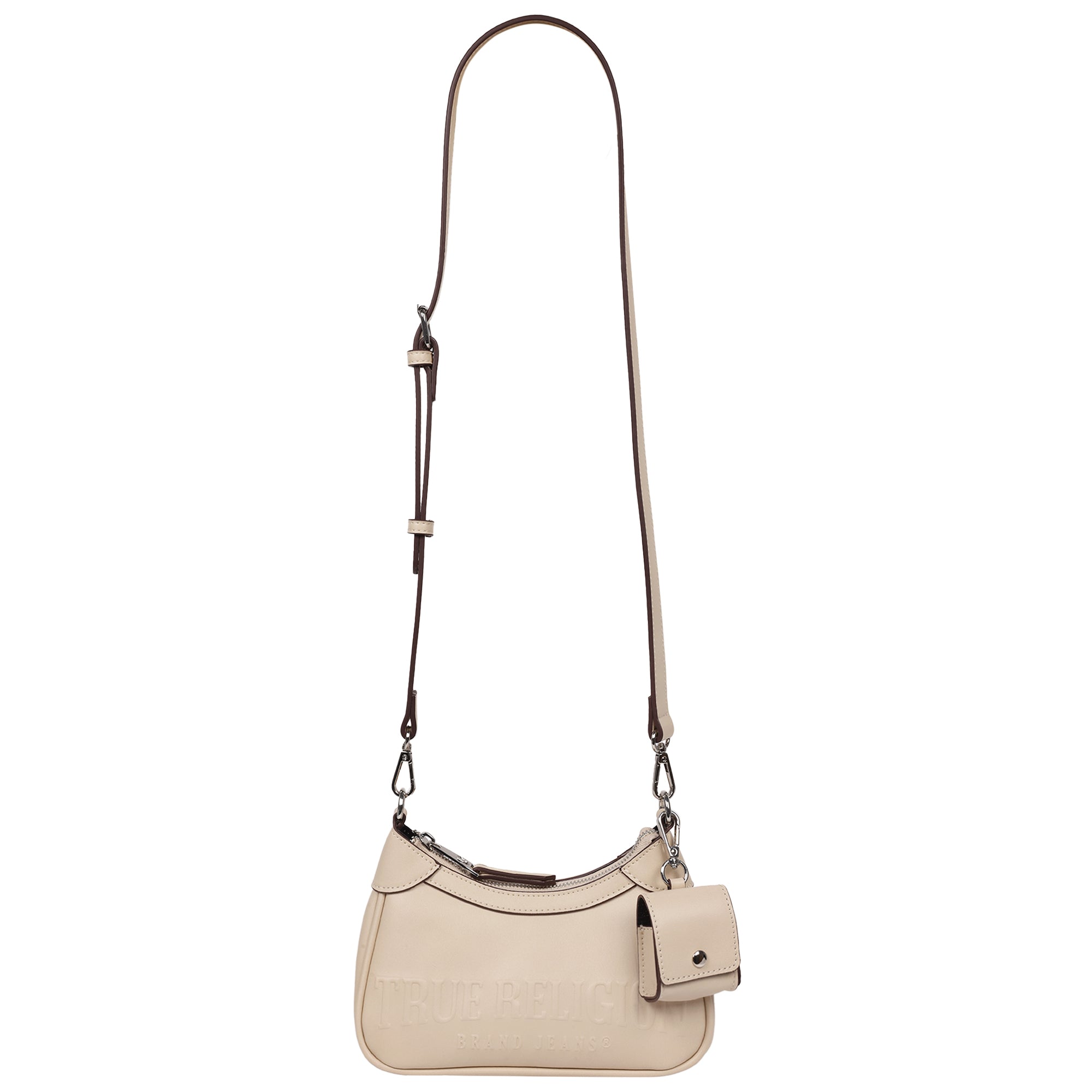 True Religion Trapunto Logo Zip-Top Hobo