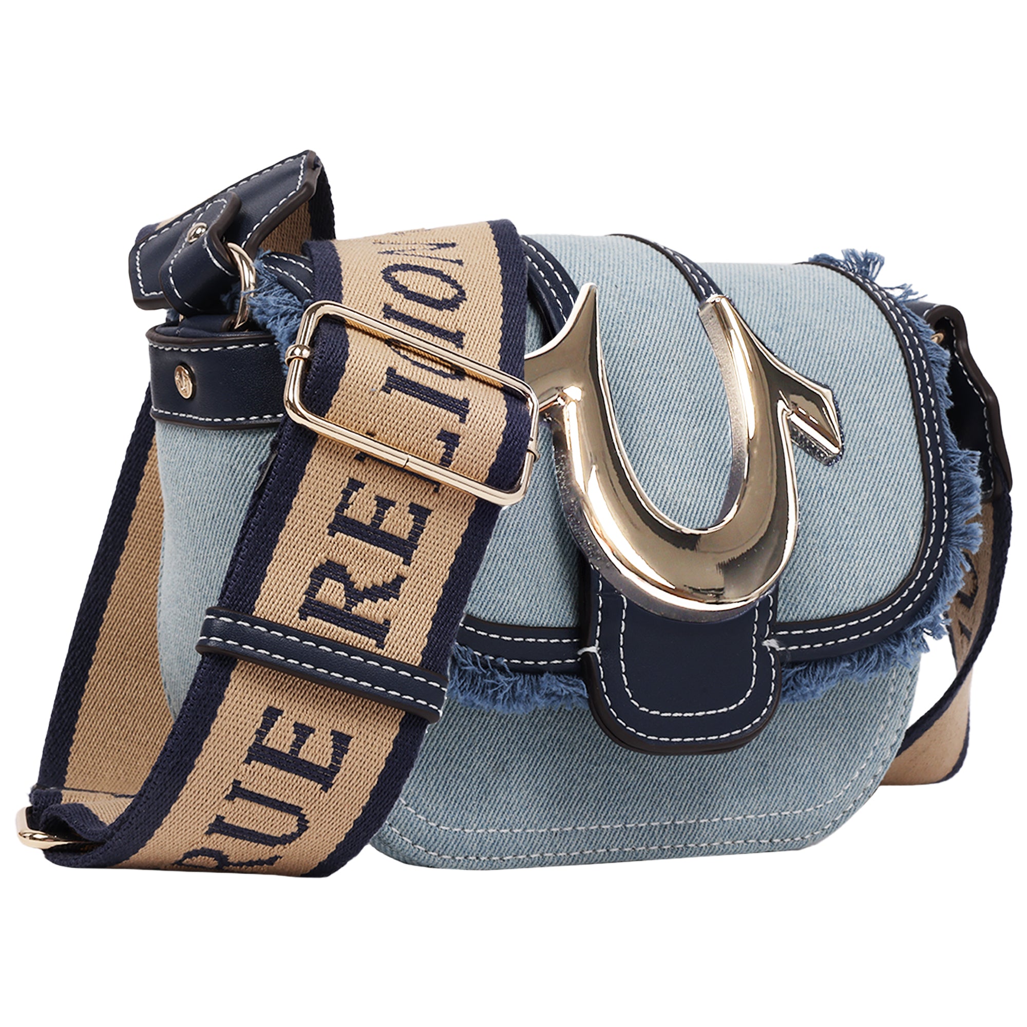 True Religion Asher Frayed Edge Mini Flap Crossbody
