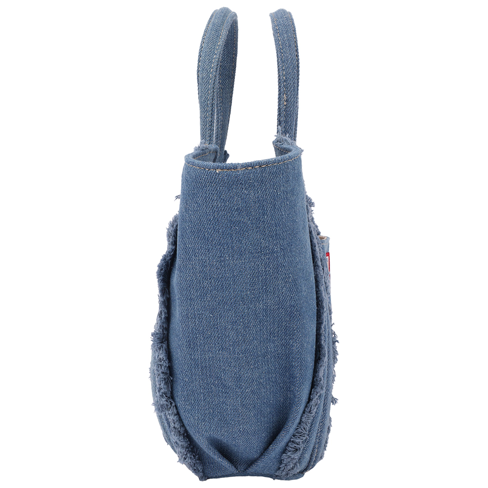 True Religion Atlas Frayed Medium Tote Bag – Denim Carryall with Removable Crossbody Strap
