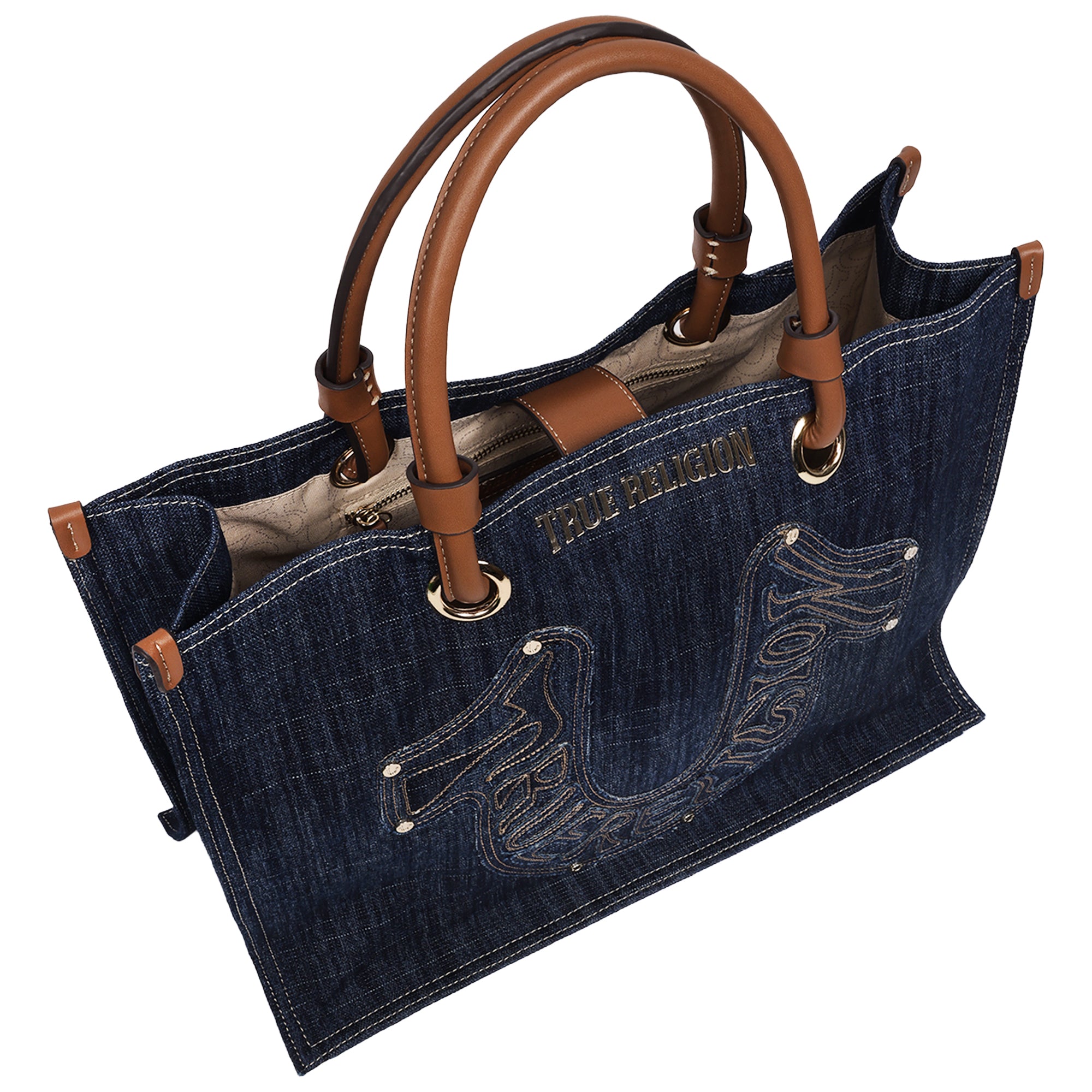 True Religion Andi Horseshoe Appliqué Denim Tote