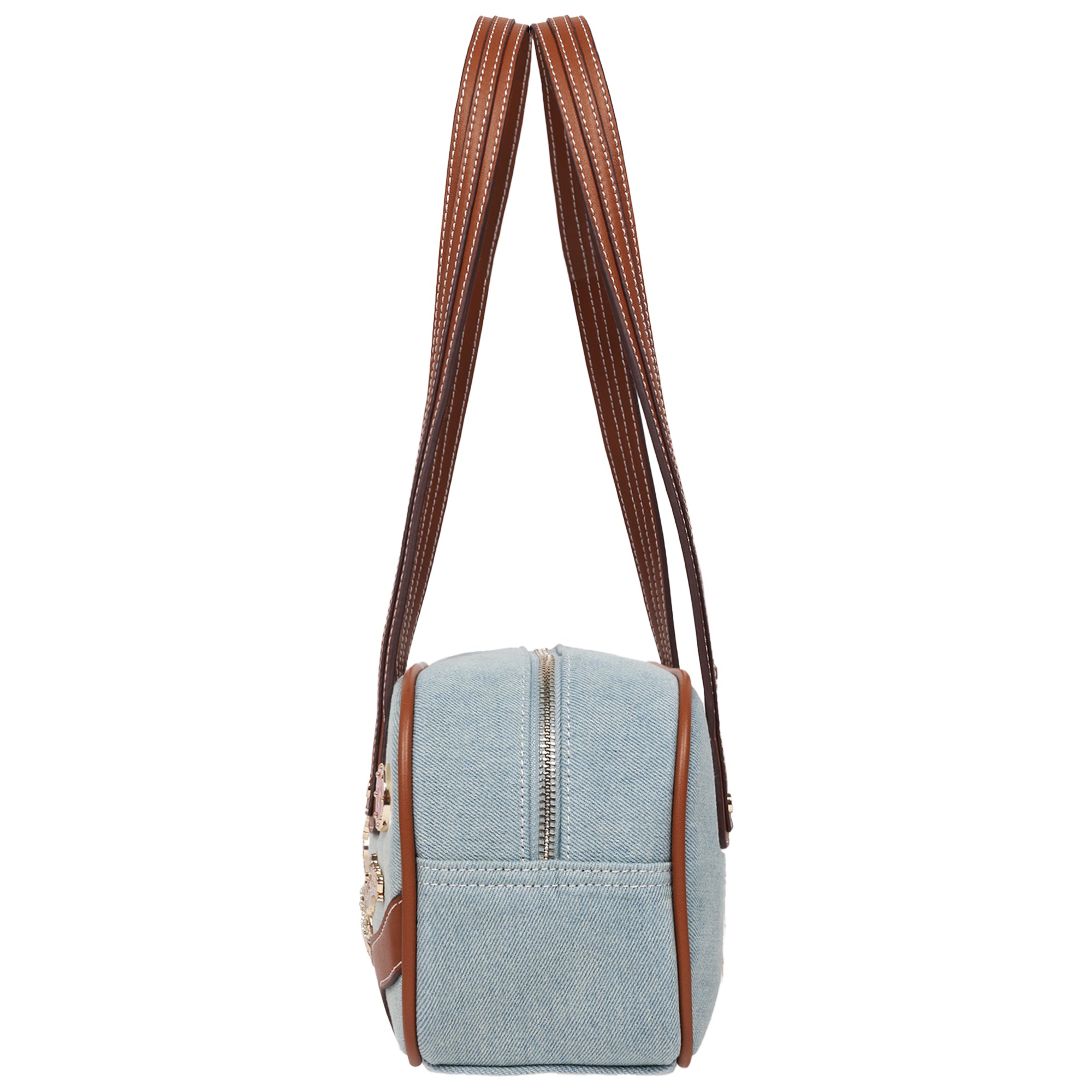 True Religion Arbor Multi Pin Logo Denim Satchel