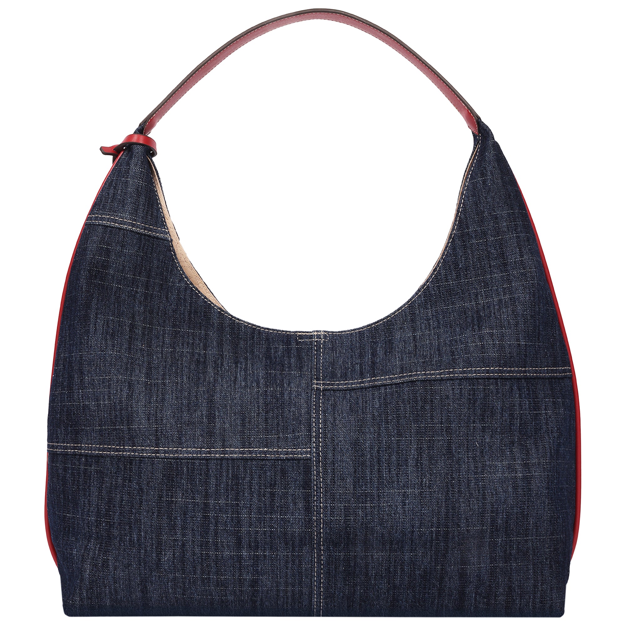 True Religion Varsity Logo Zip Pocket Denim Hobo Bag – Dark Denim Shoulder Purse