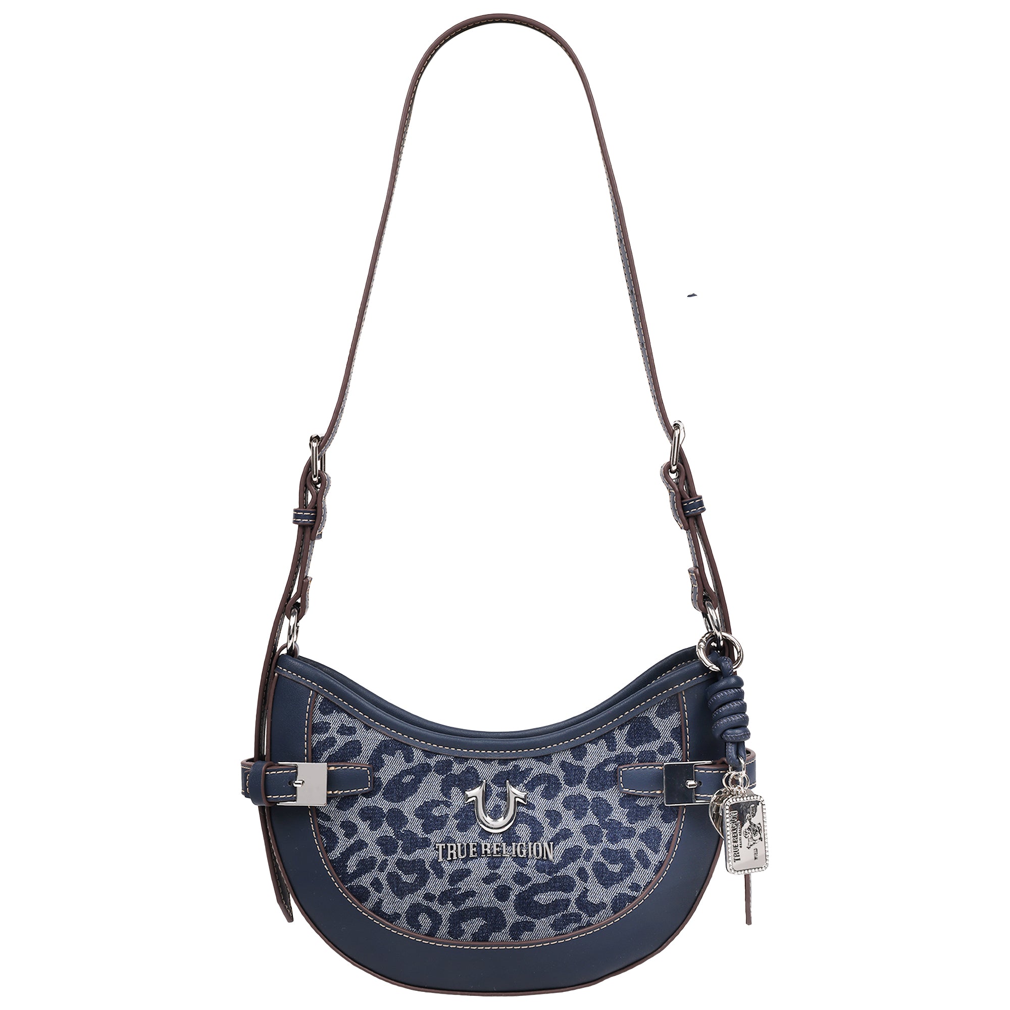 True Religion Blake Leopard Denim Belted Hobo Bag