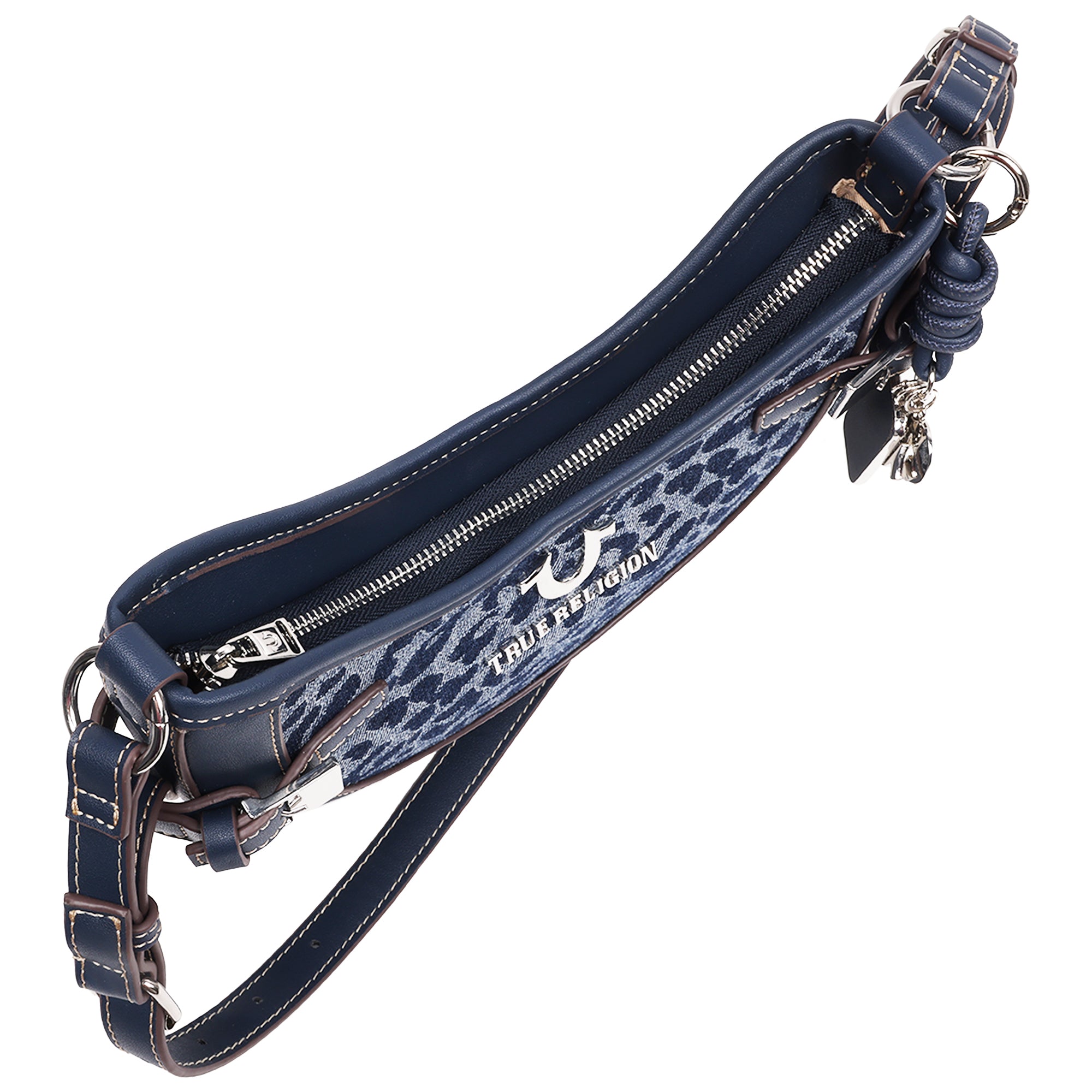 True Religion Blake Leopard Denim Belted Hobo Bag