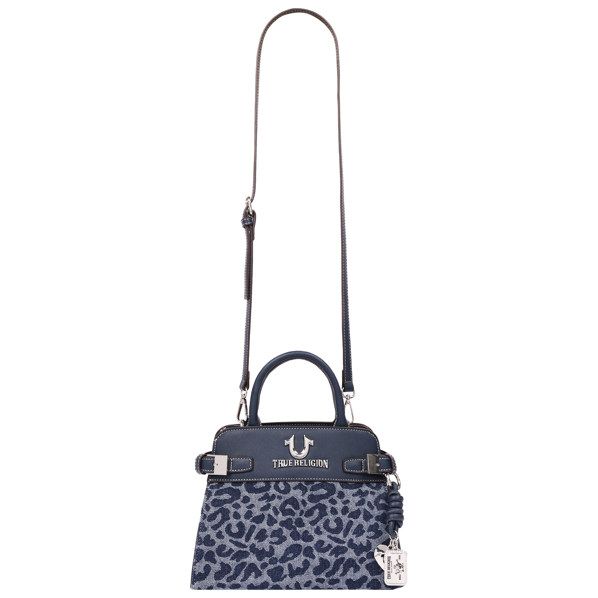 True Religion Beckham Leopard Denim Belted Tote
