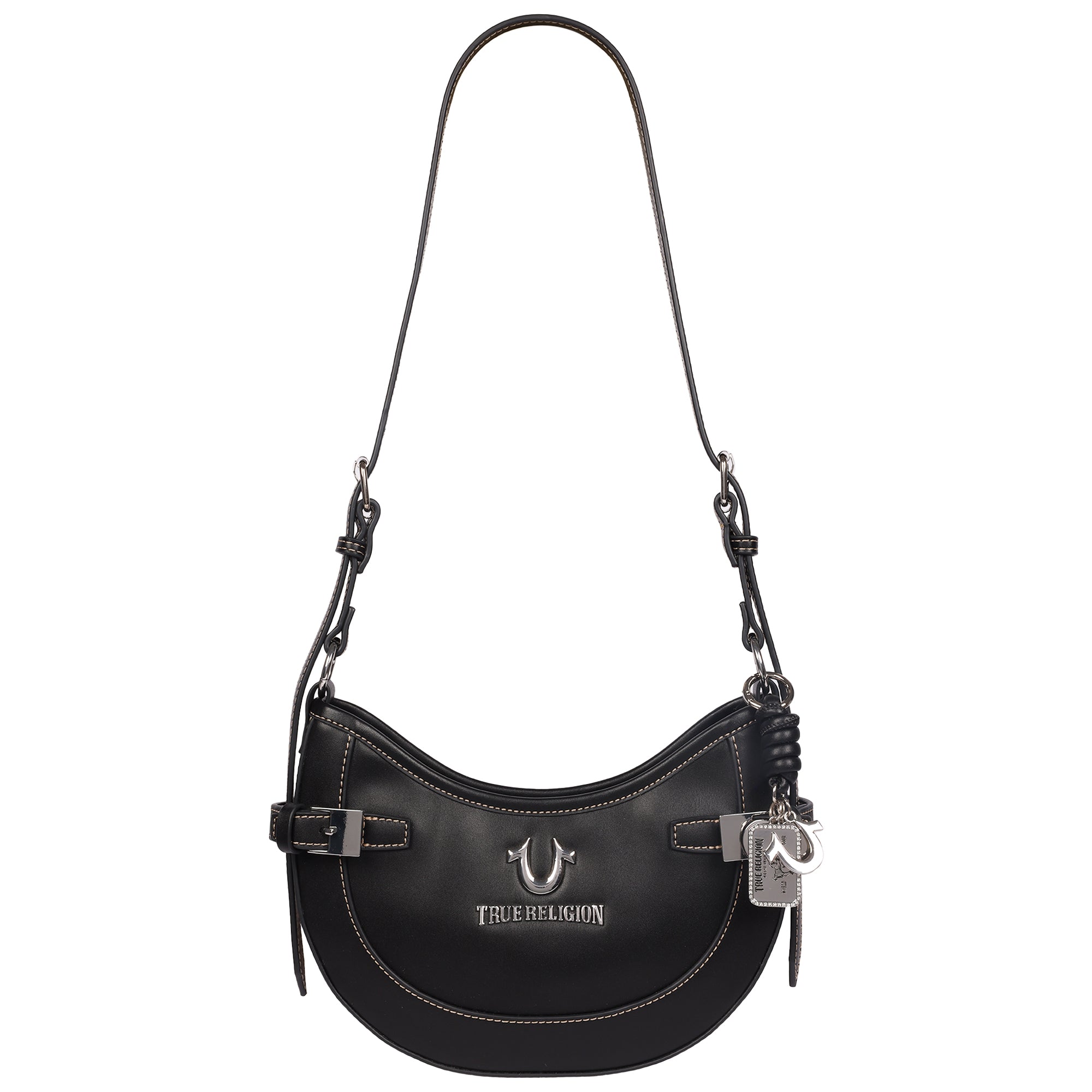 True Religion Blake Smooth PU Belted Hobo Bag – Women’s Faux Leather Shoulder & Crossbody Handbag