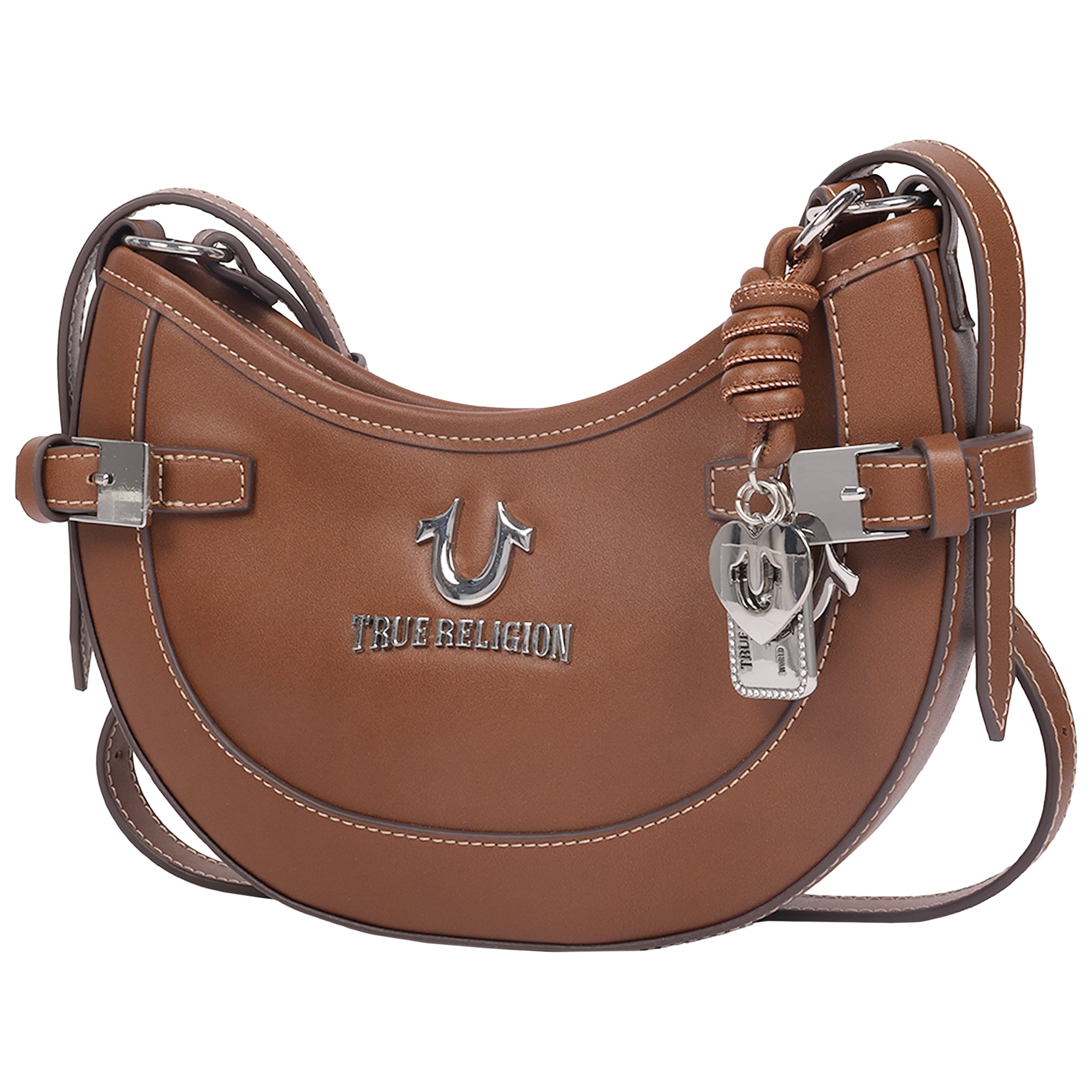 True Religion Blake Smooth PU Belted Hobo Bag – Women’s Faux Leather Shoulder & Crossbody Handbag