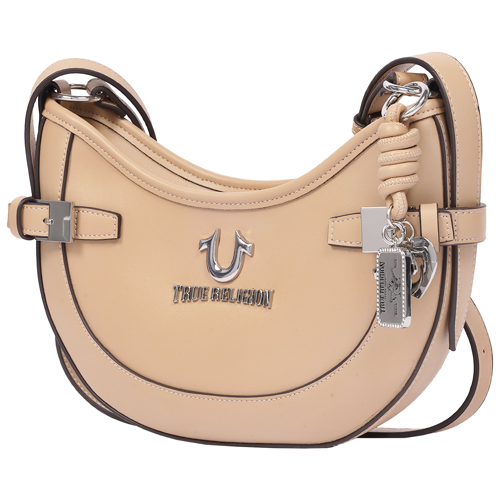 True Religion Blake Smooth PU Belted Hobo Bag – Women’s Faux Leather Shoulder & Crossbody Handbag