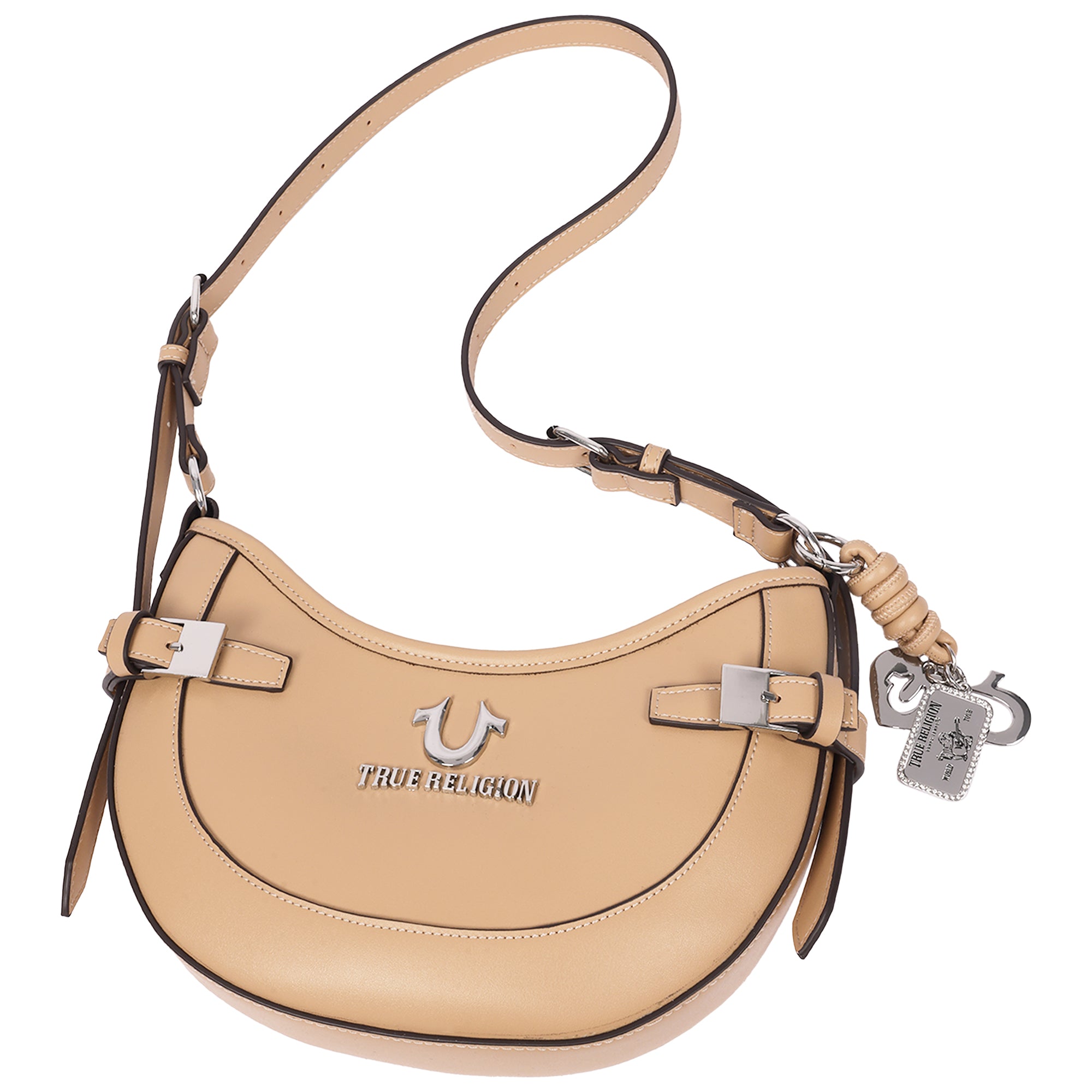 True Religion Blake Smooth PU Belted Hobo Bag – Women’s Faux Leather Shoulder & Crossbody Handbag