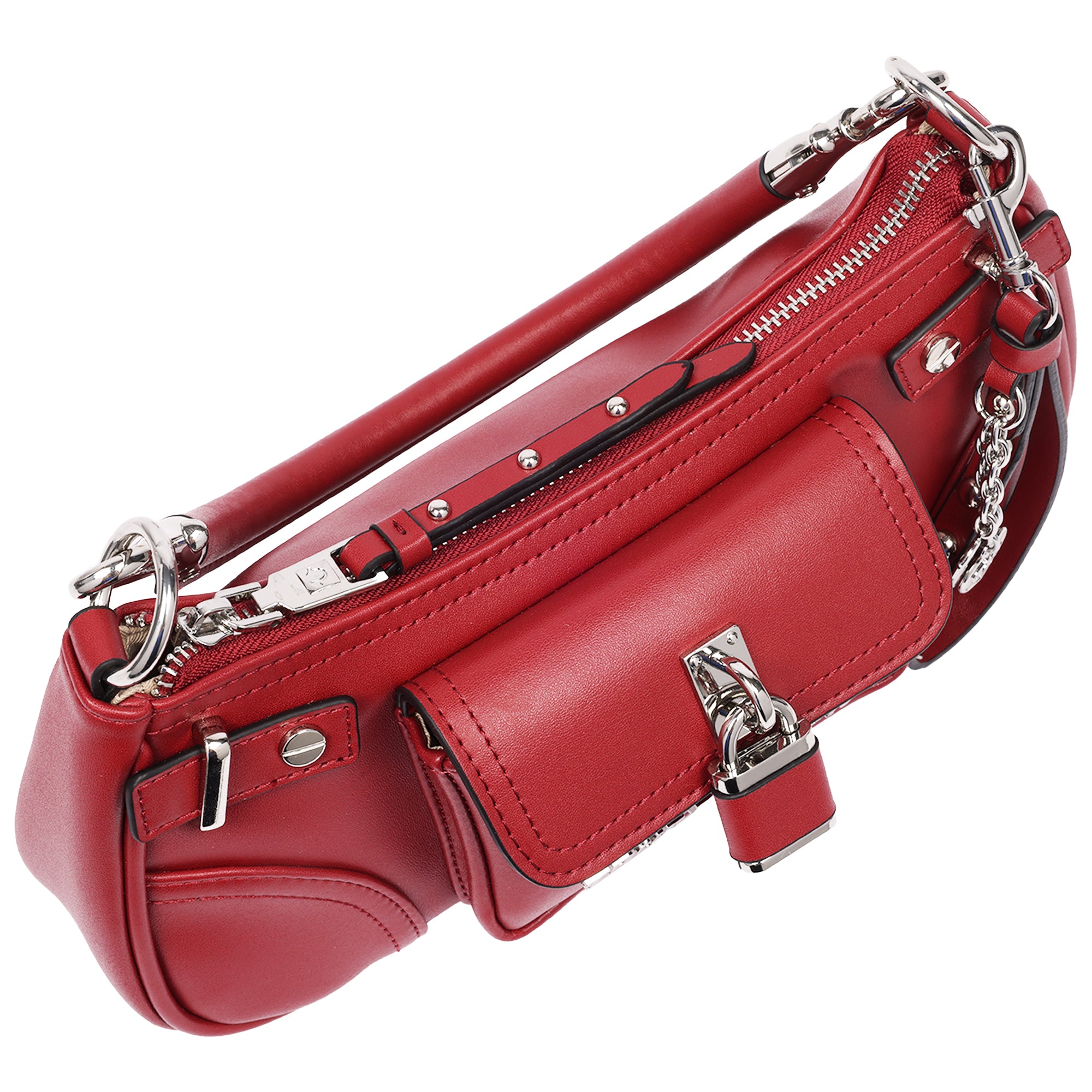 True Religion Moto Shoulder Bag with Lock Pocket Charm – Convertible Shoulder & Crossbody Purse