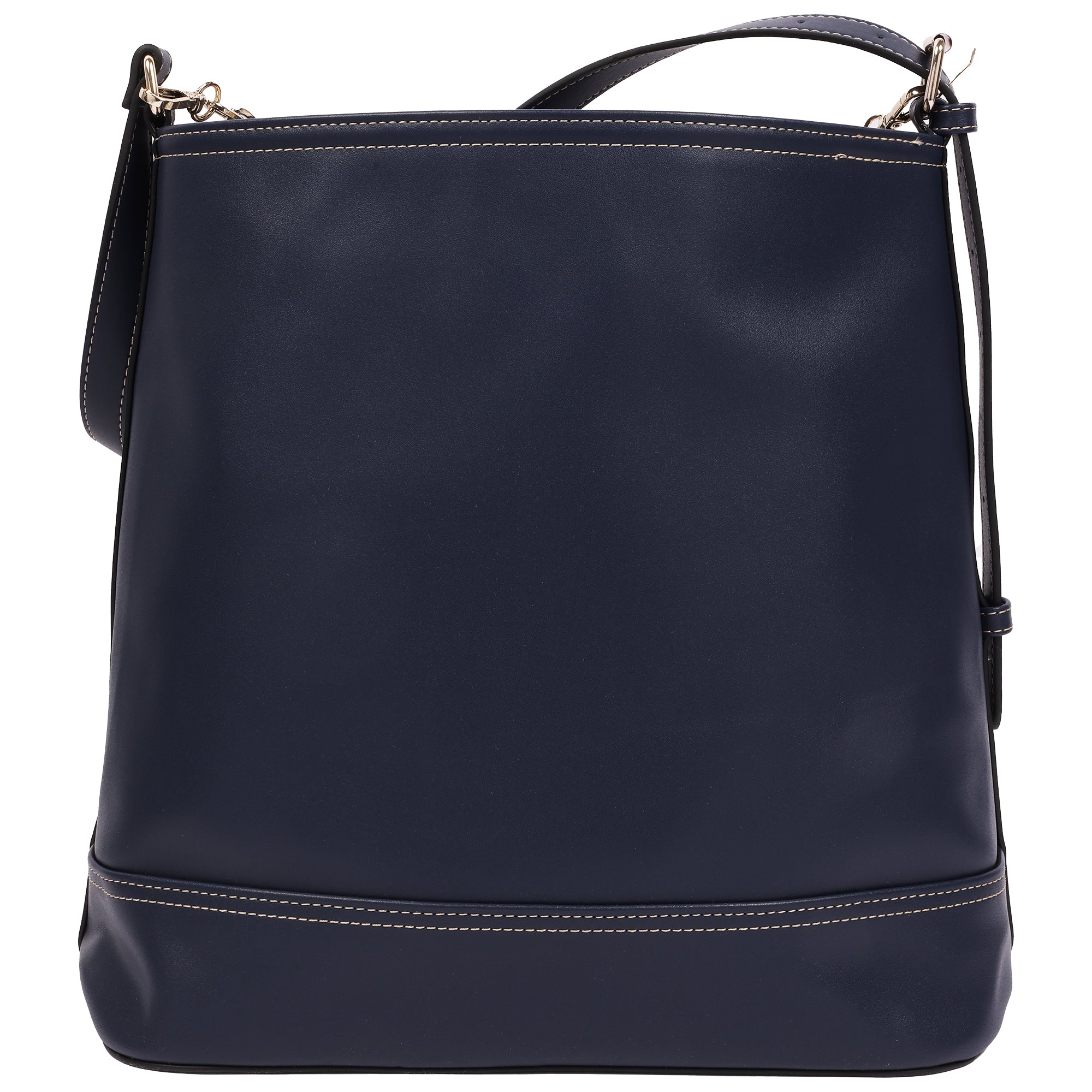 True Religion Chain Moto PU Bucket Bag with Charm Chain and Removable Zip Pouch