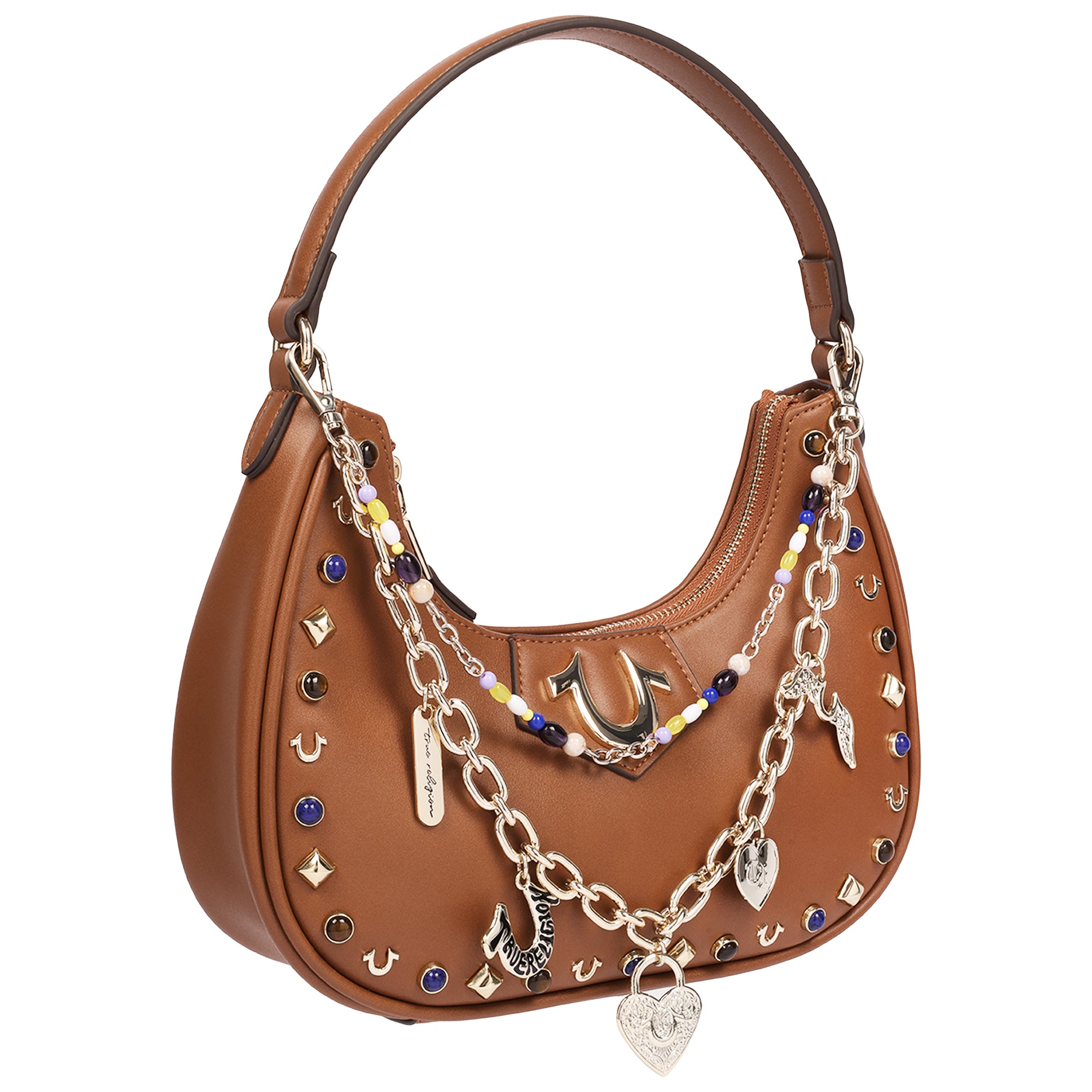True Religion Chain & Studs PU Hobo Bag