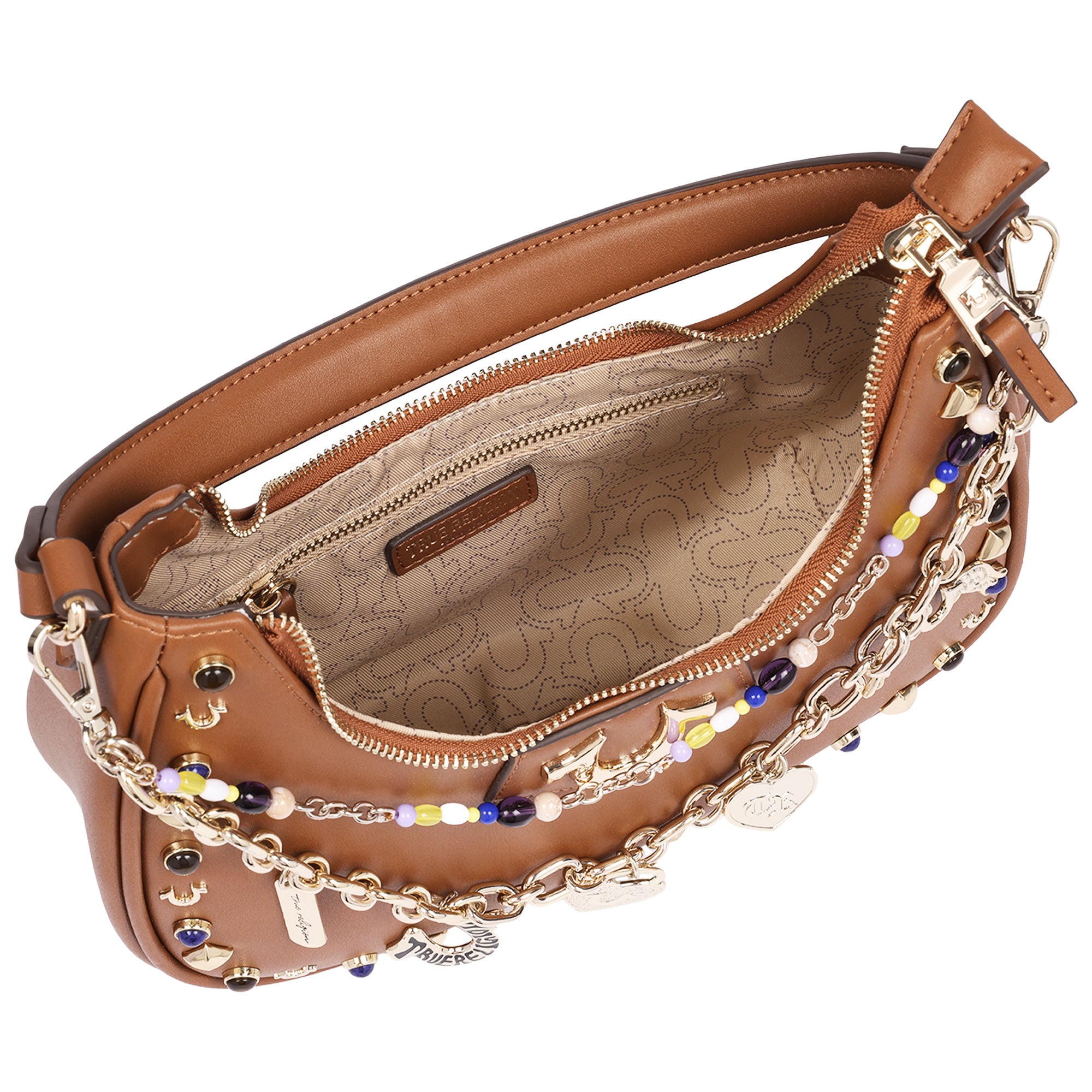 True Religion Chain & Studs PU Hobo Bag