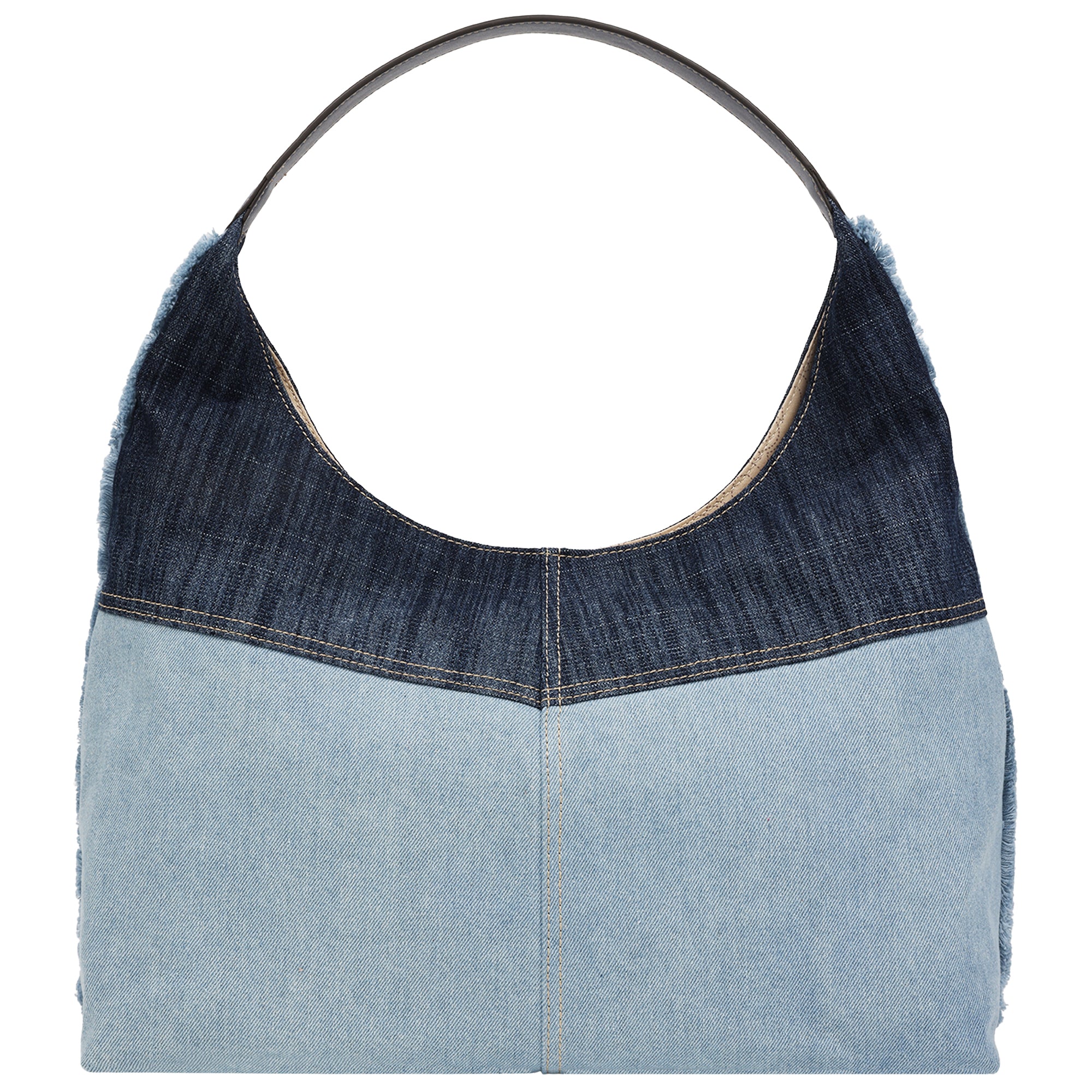 True Religion Color Block Denim Large Hobo Bag