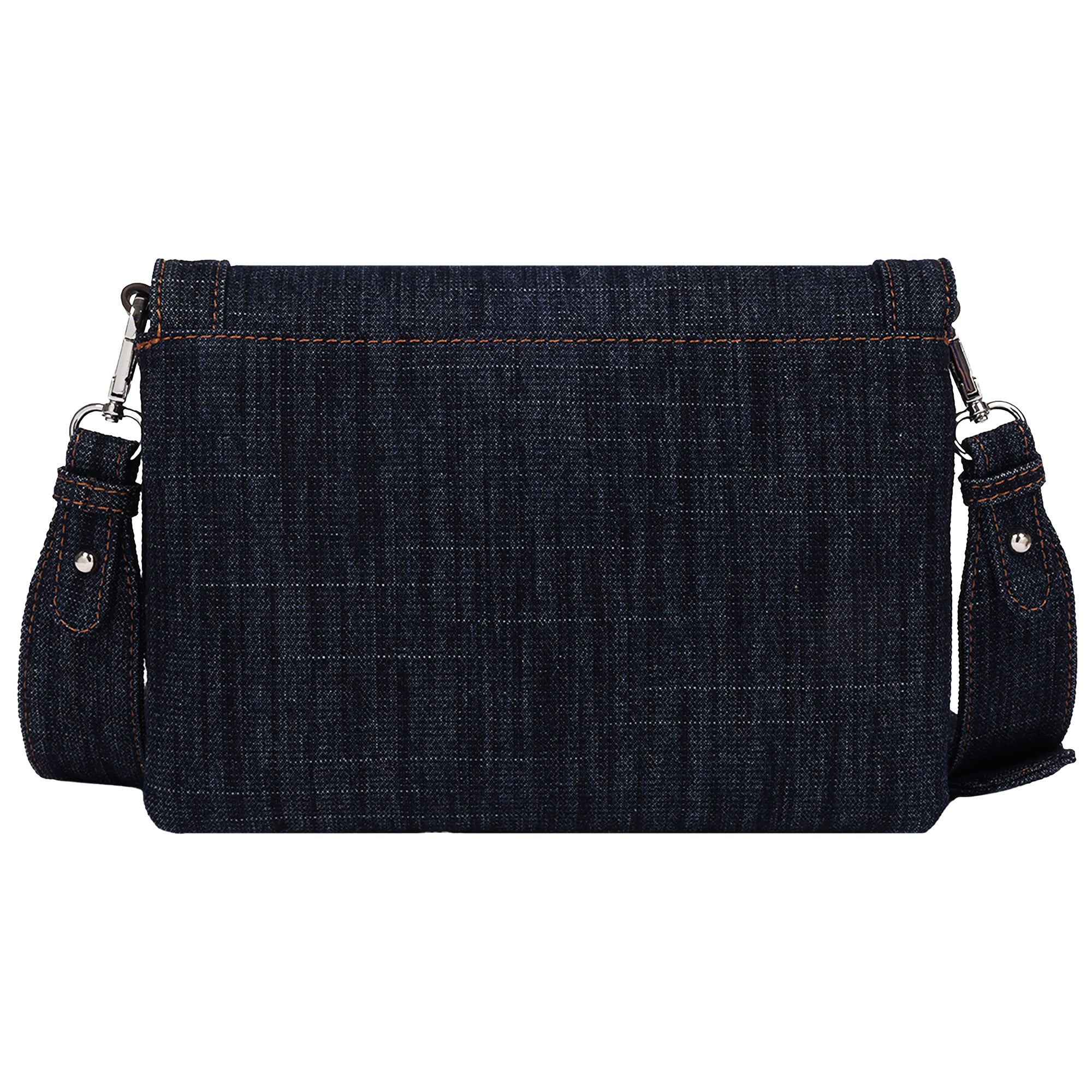 True Religion Bling Horseshoe Denim Messenger Bag with Adjustable Strap