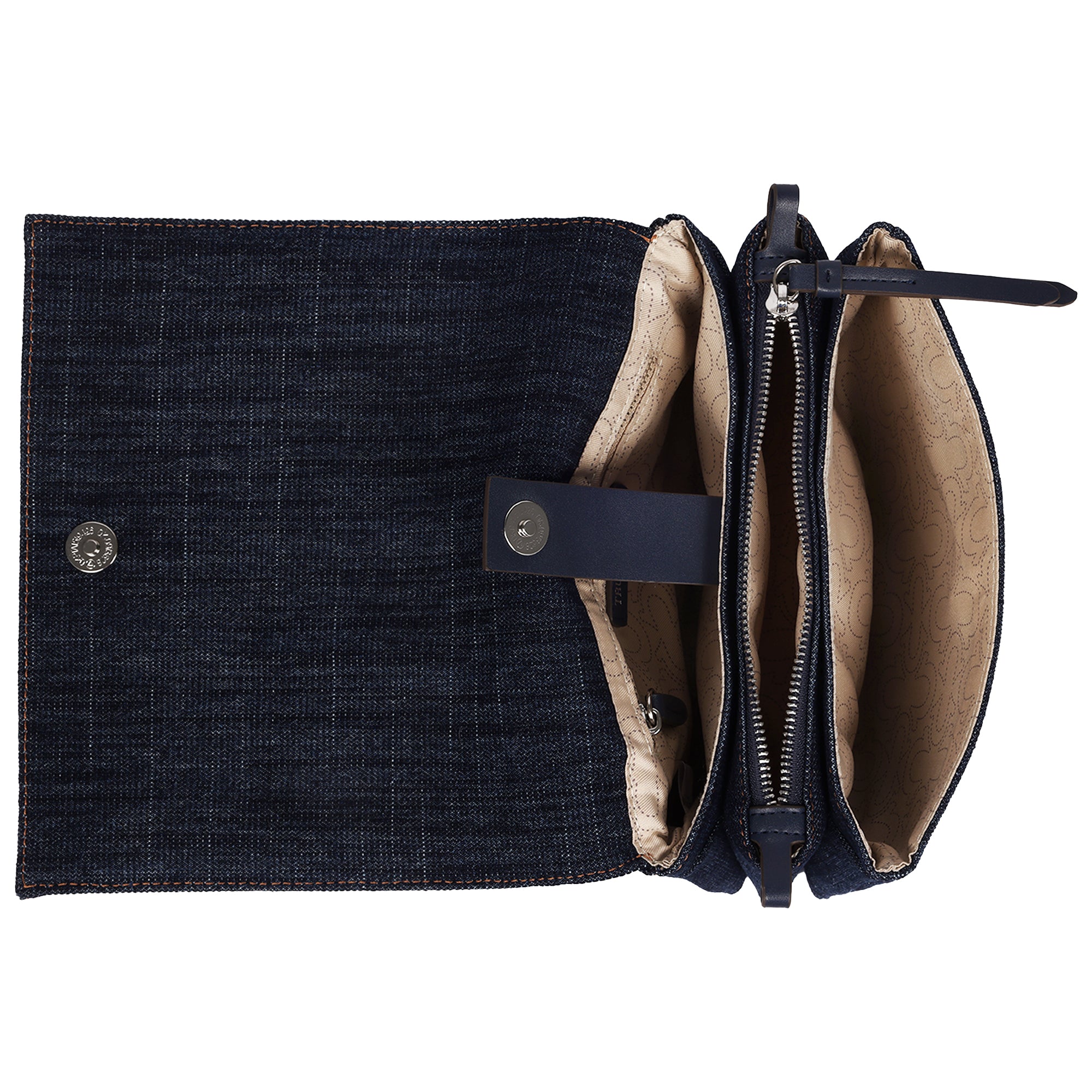 True Religion Bling Horseshoe Denim Messenger Bag with Adjustable Strap